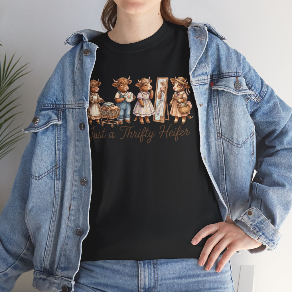 Just a Thrifty Heifer Cute Cow Graphic Tee