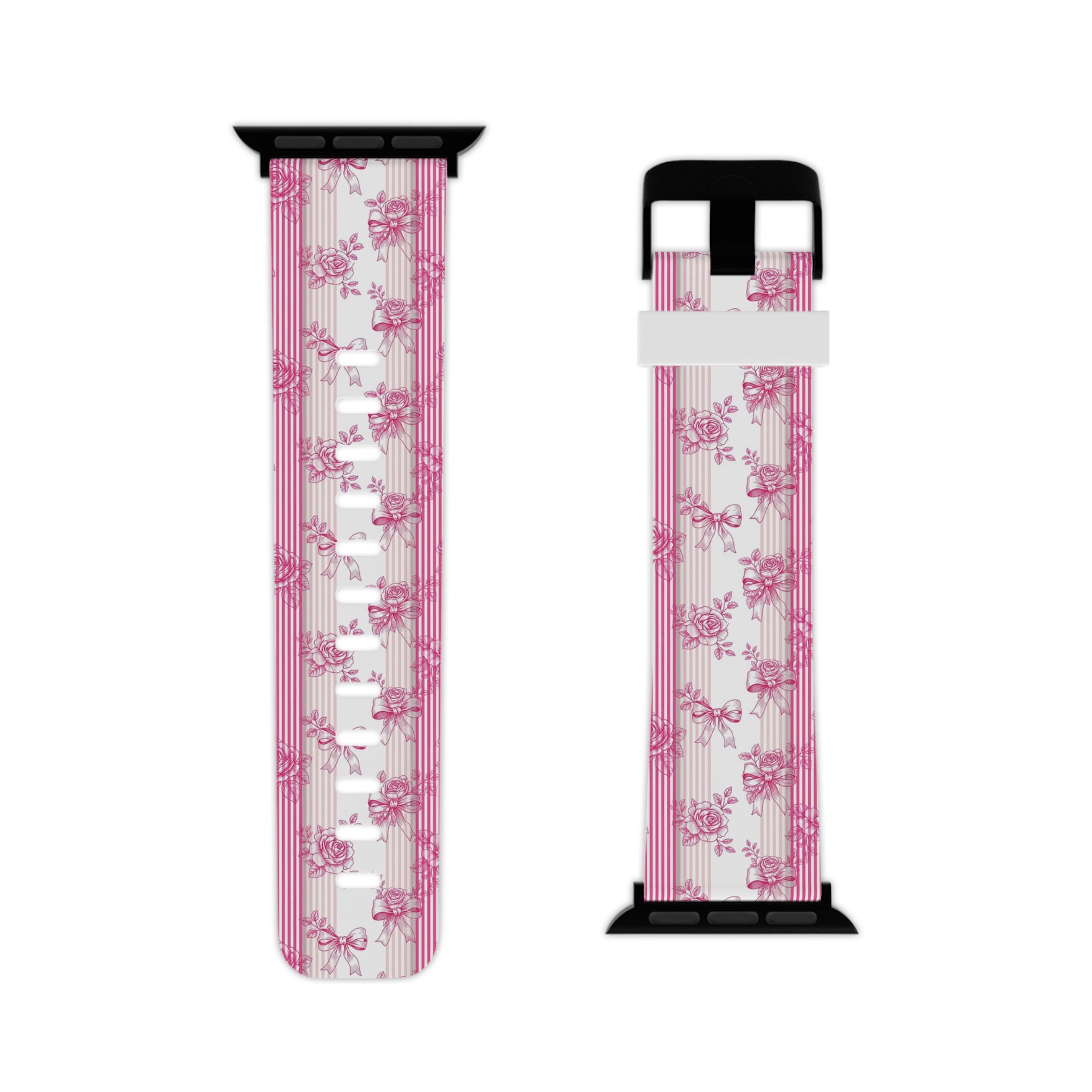 Pink Floral Stripe Bows Apple Watch Band