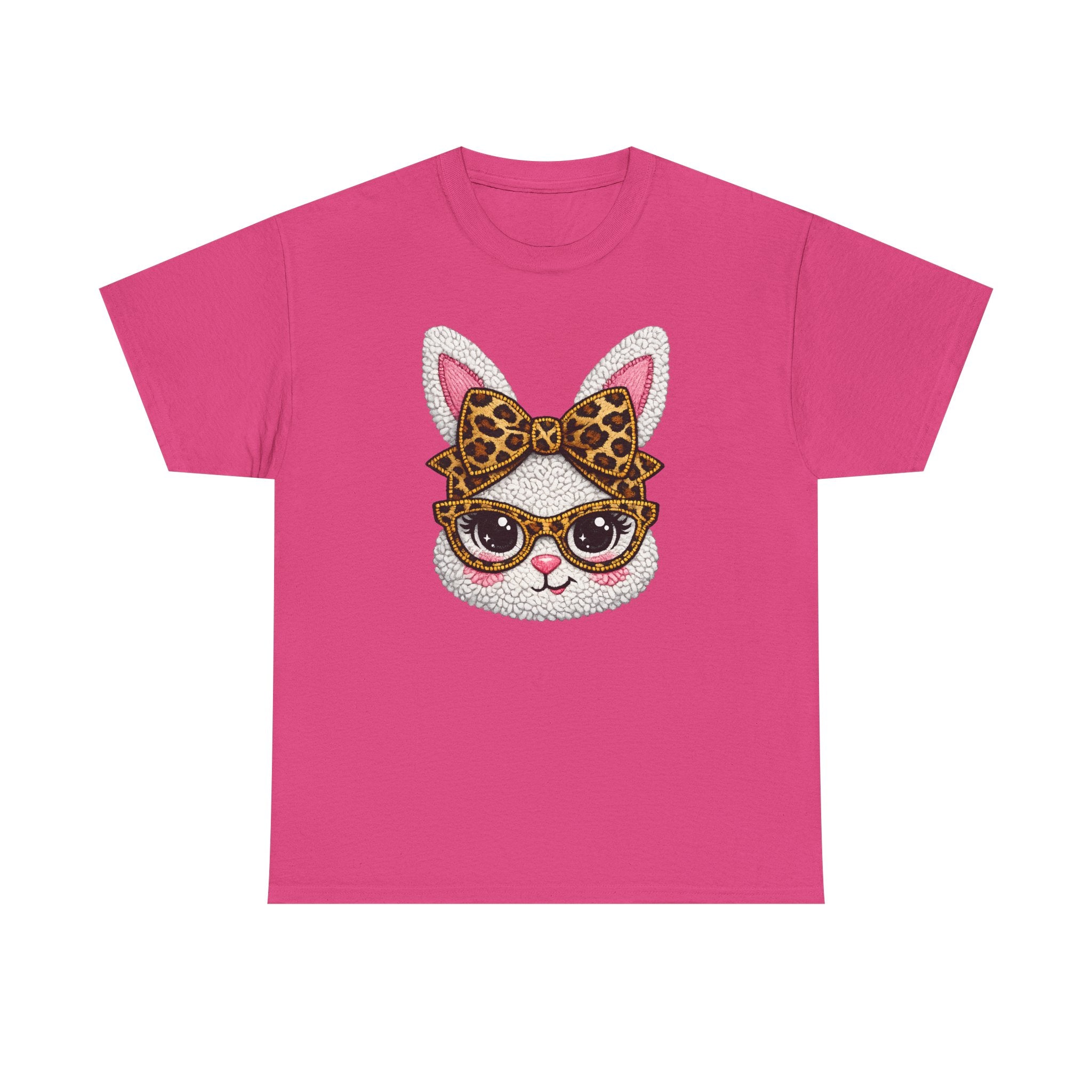 Sassy Easter Bunny Leopard Bow & Glasses T-Shirt