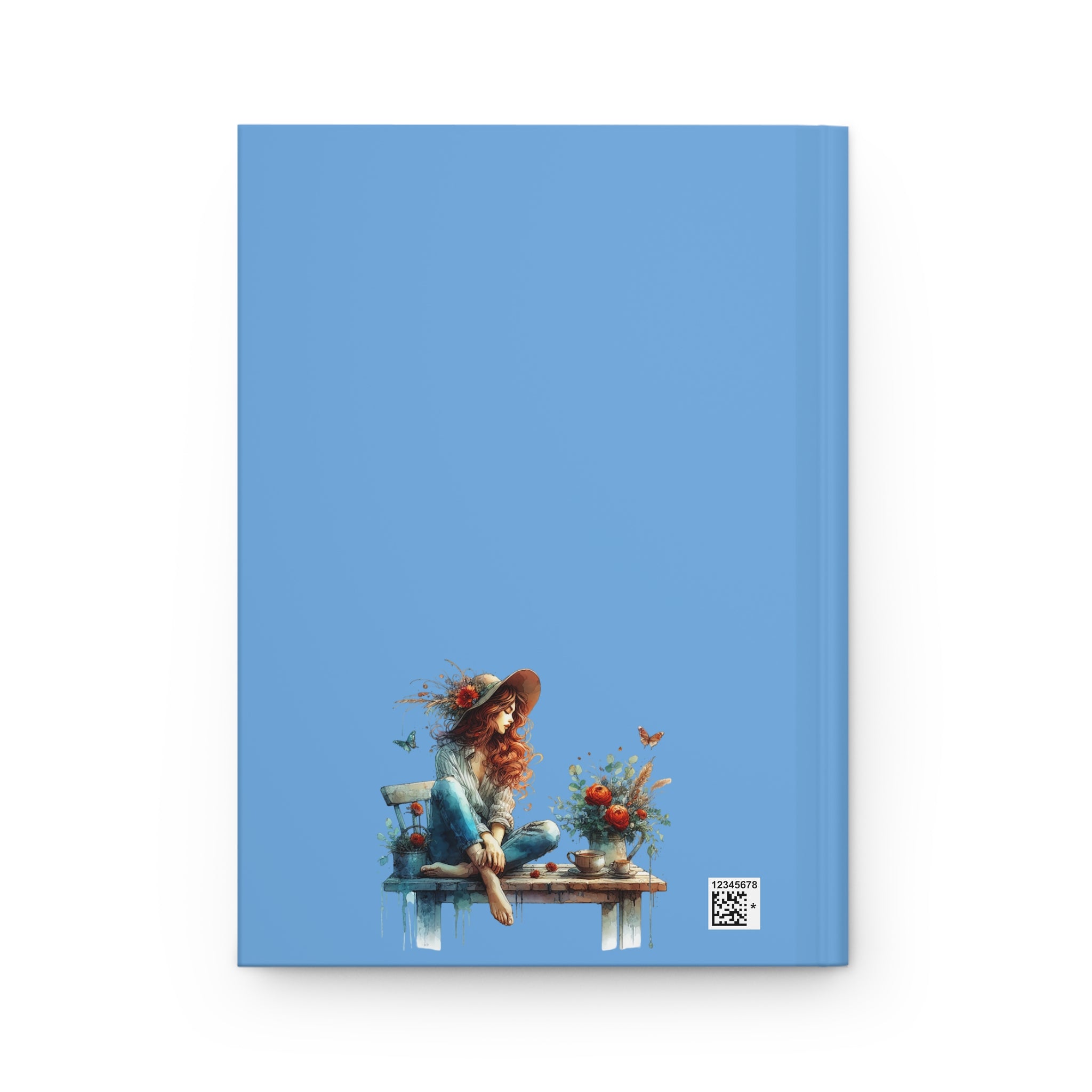Personalized Whimsical Girl on Bench Hardcover Journal