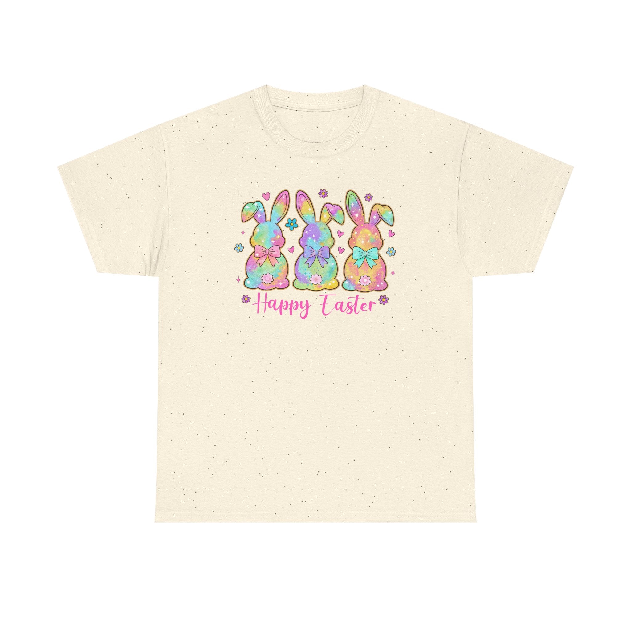Easter Bunny Trio T-Shirt — Pastel "Happy Easter" Graphic Tee
