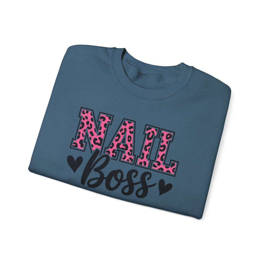 Nail Boss Crewneck Sweatshirt — Leopard Print Nail Tech
