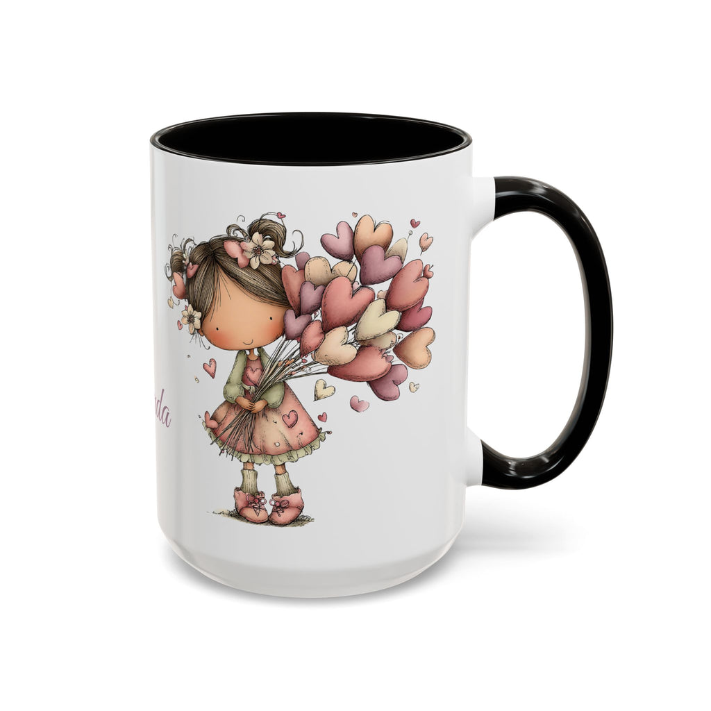 Personalized Heart Girl Mug — Cute Name Coffee Cup (11oz/15oz)