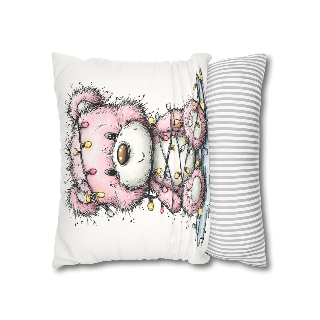 Christmas Bear Faux Suede Pillowcase