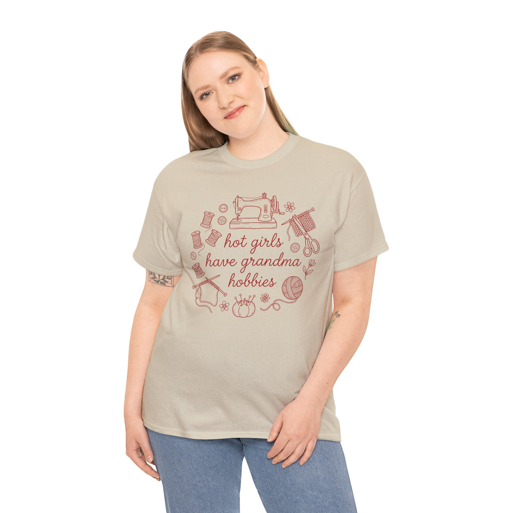 "Hot Girls Have Grandma Hobbies" Retro Sewing & Crafts Tee
