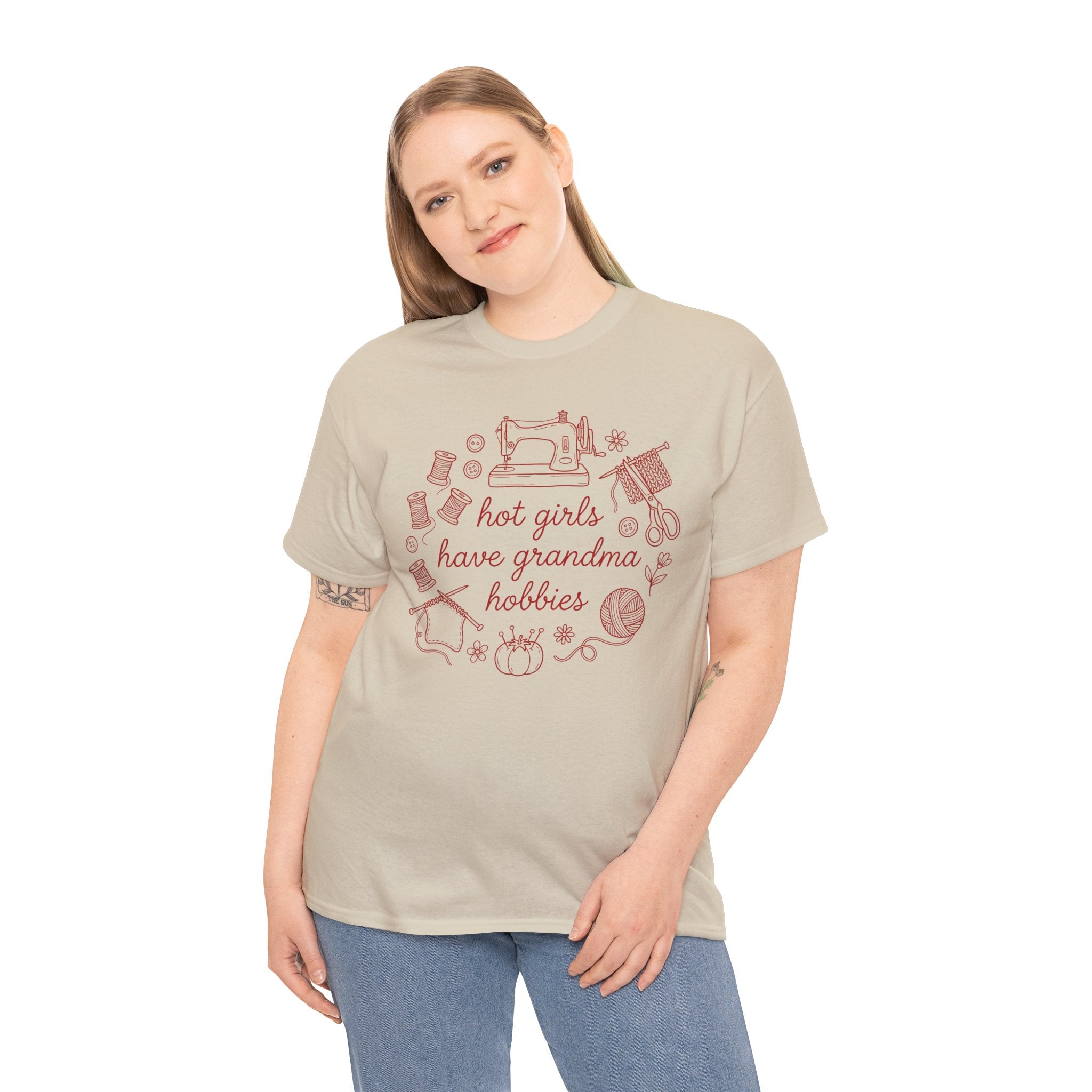 "Hot Girls Have Grandma Hobbies" Retro Sewing & Crafts Tee