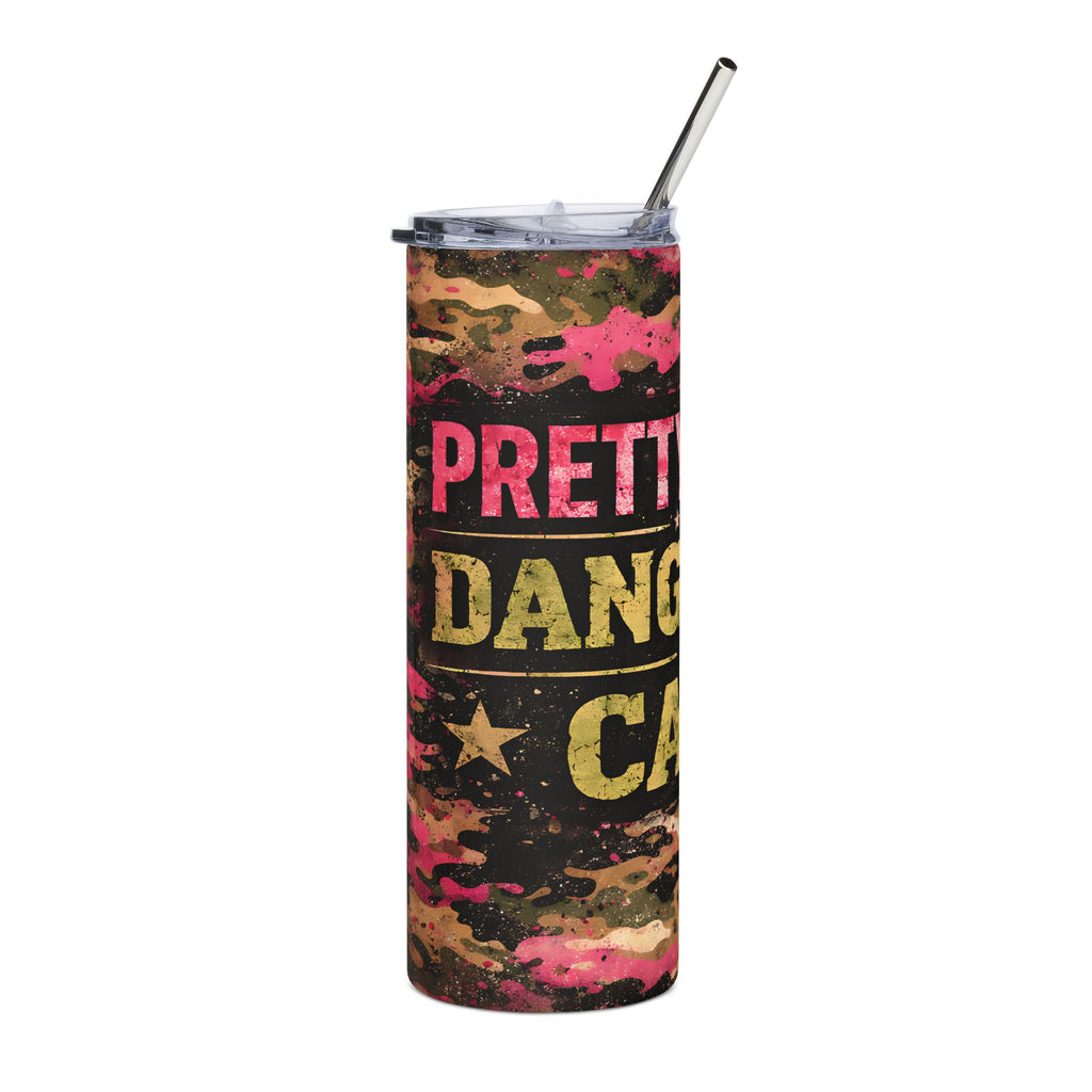 “Pretty in Pink, Dangerous in Camo” 20oz Stainless Steel Travel Cup Tumbler