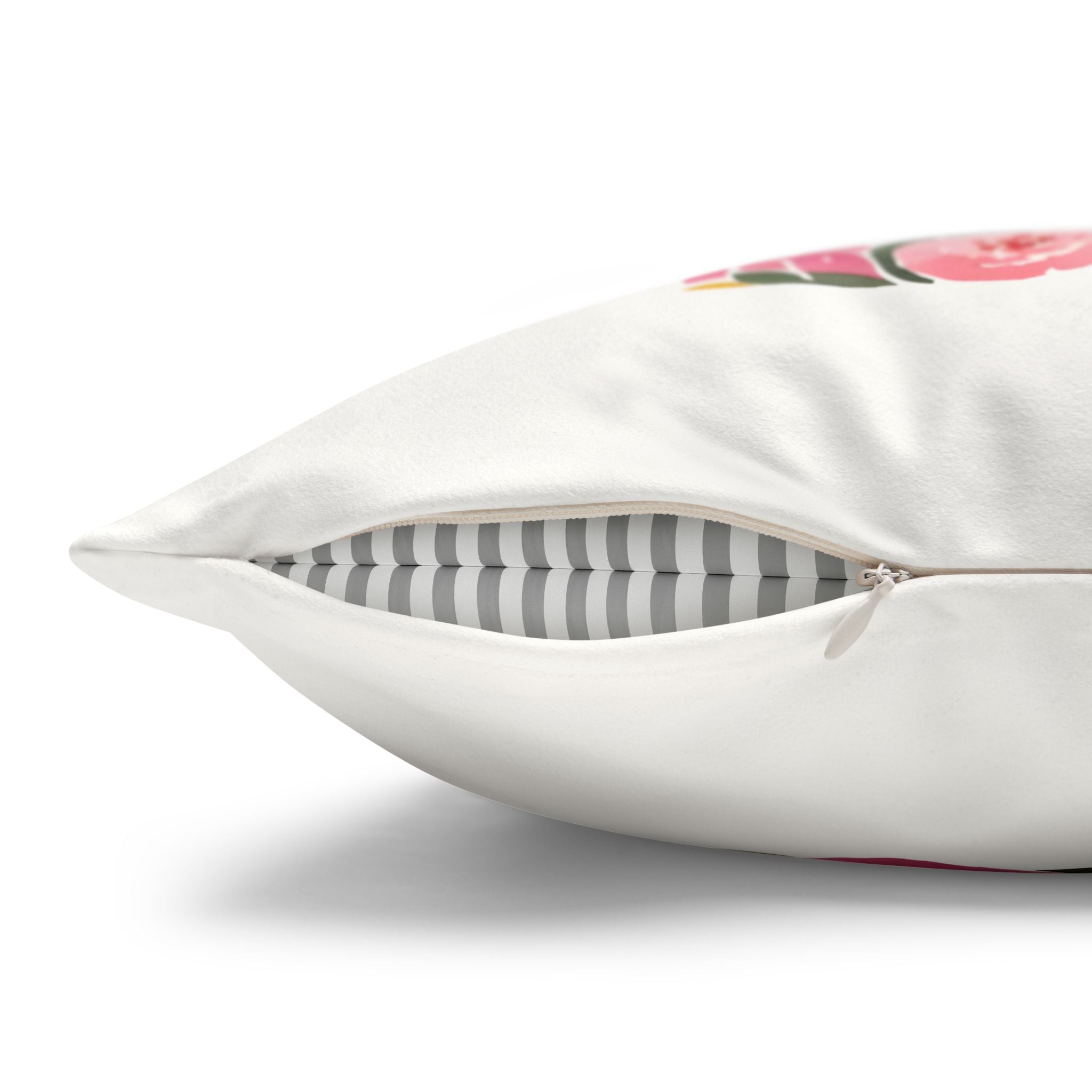 Floral Bunny Pillowcase — Faux Suede Square Decorative Throw Pillow