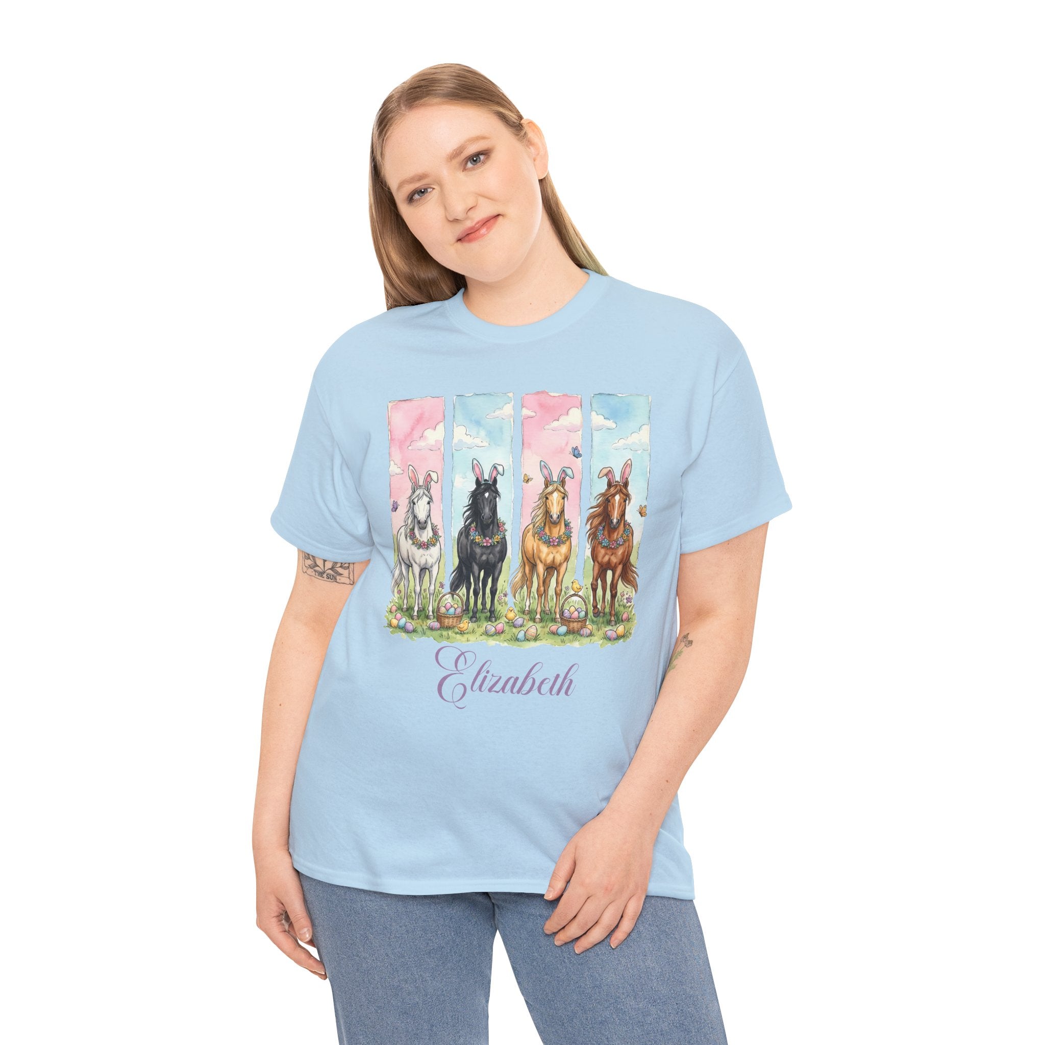 Easter Horse Watercolor Portrait Tee — Personalized Design