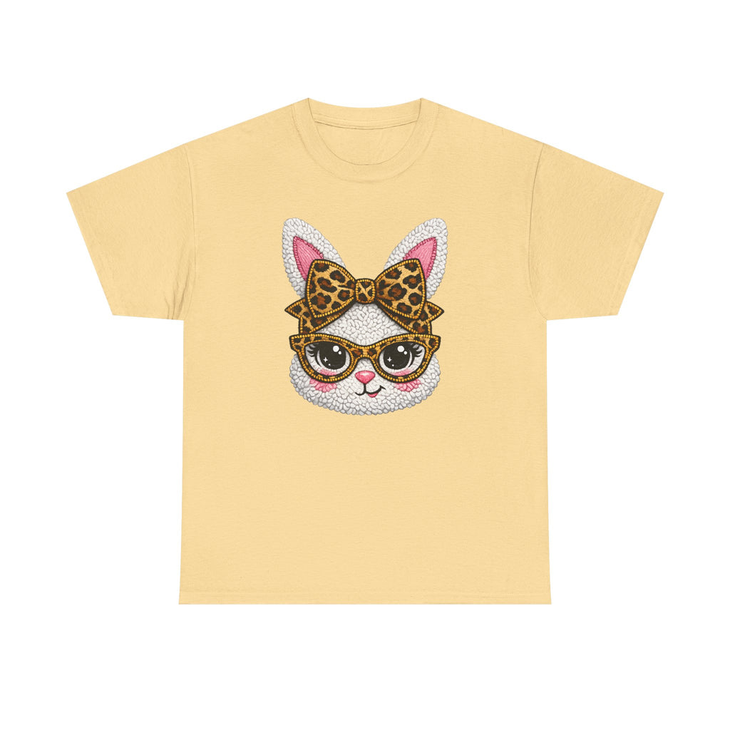 Sassy Easter Bunny Leopard Bow & Glasses T-Shirt