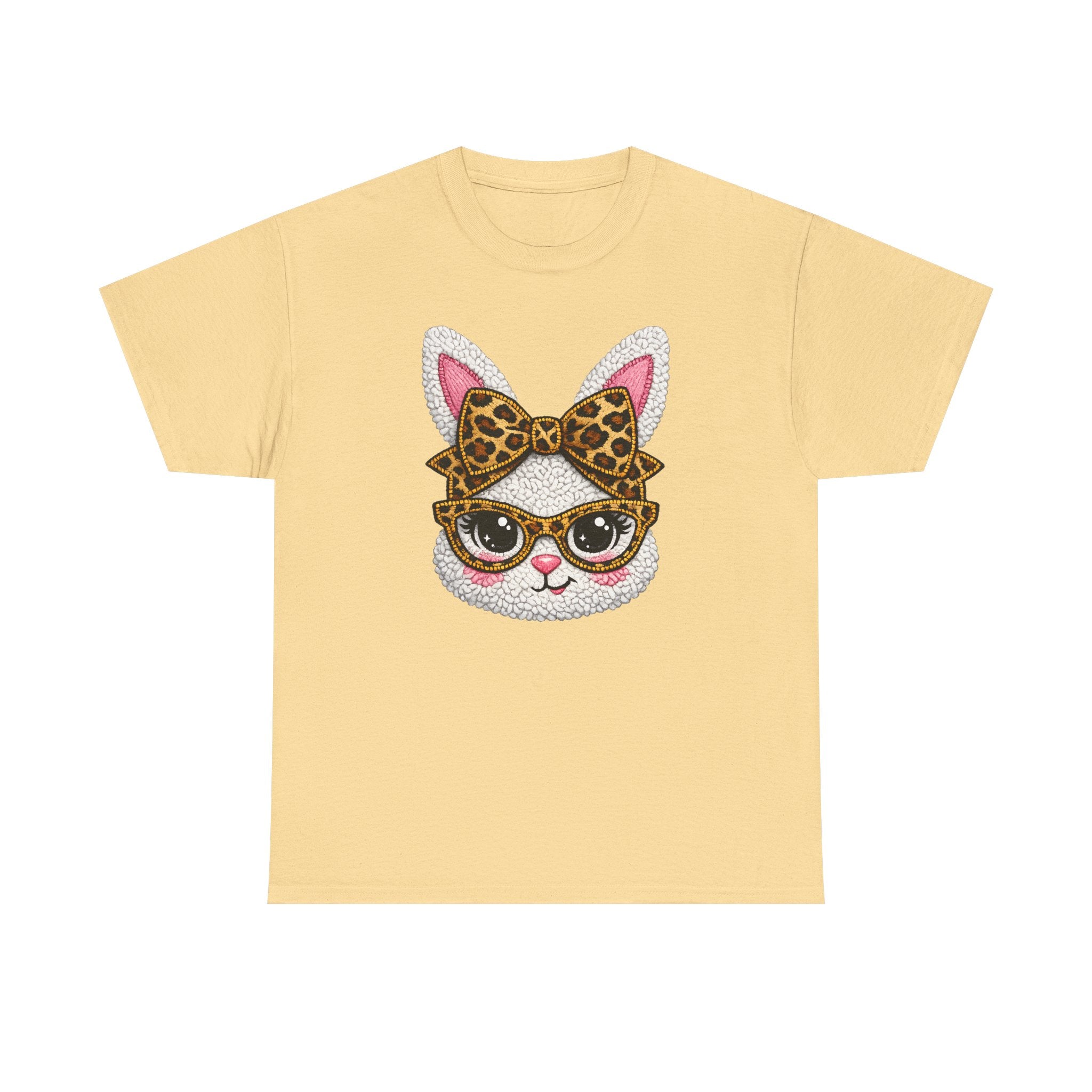 Sassy Easter Bunny Leopard Bow & Glasses T-Shirt