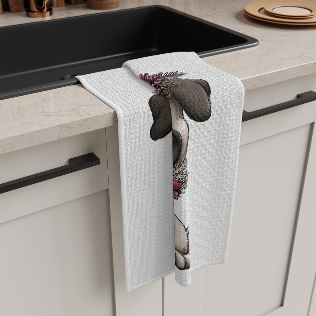 Adorable Christmas Pug Floral Microfiber Tea Towel