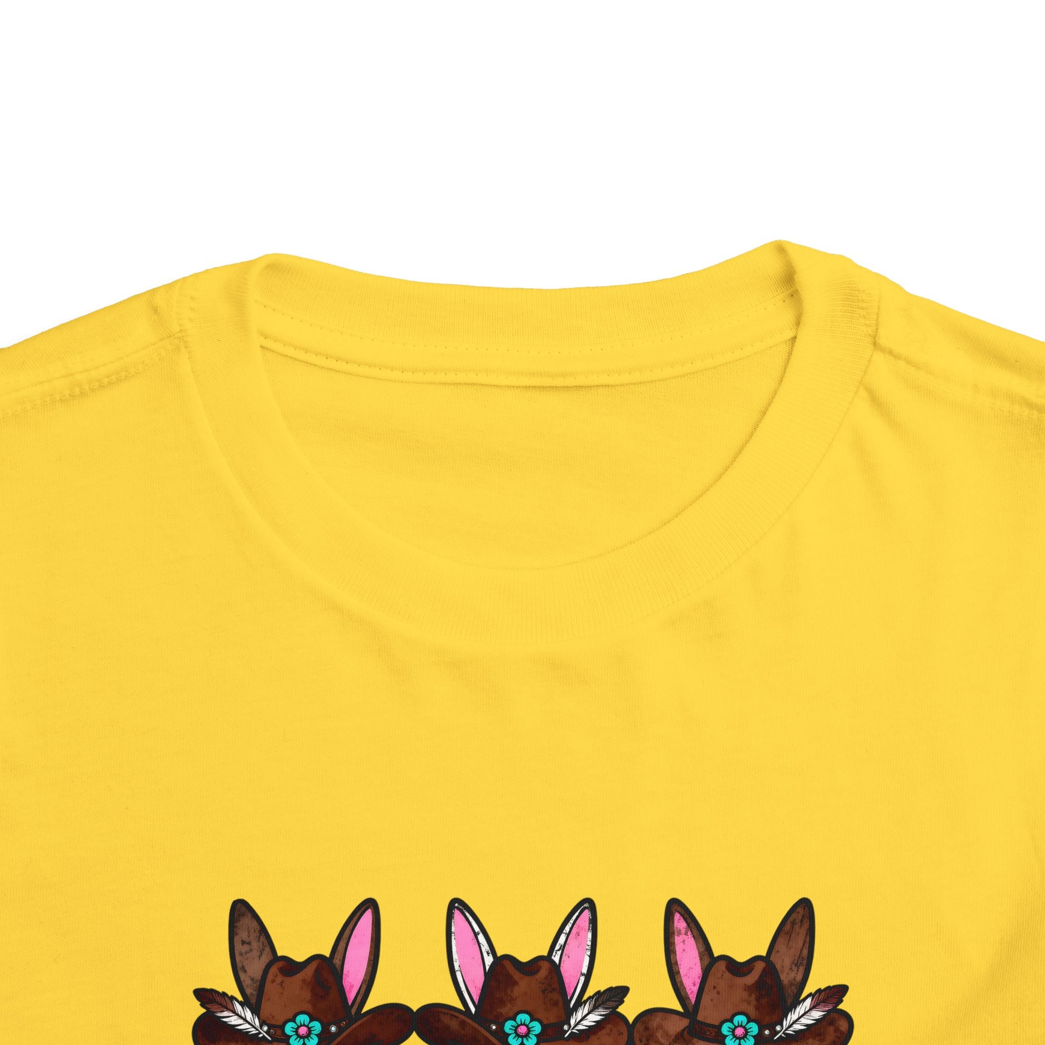 Personalized Toddler Tee — Floral Bow Bunny Trio with Name