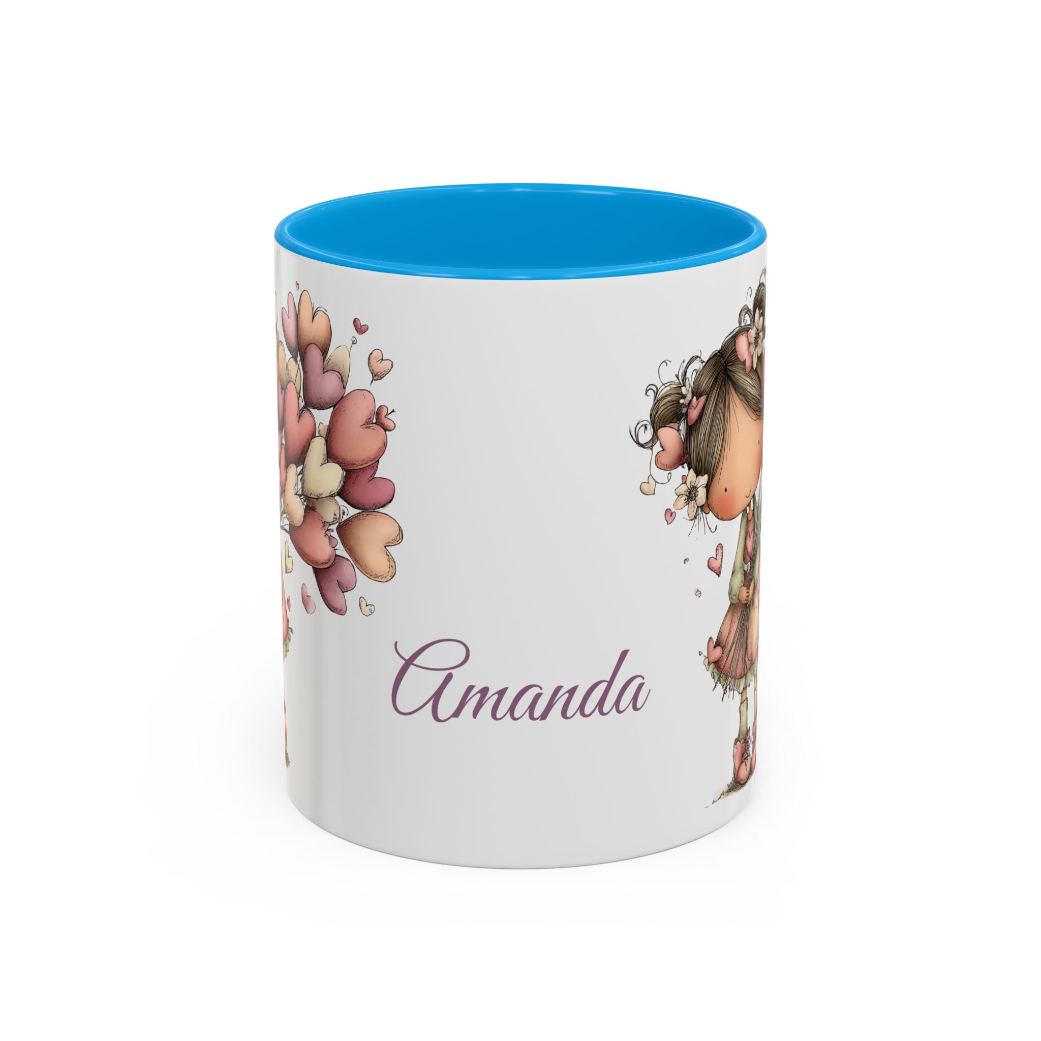 Personalized Heart Girl Mug — Cute Name Coffee Cup (11oz/15oz)