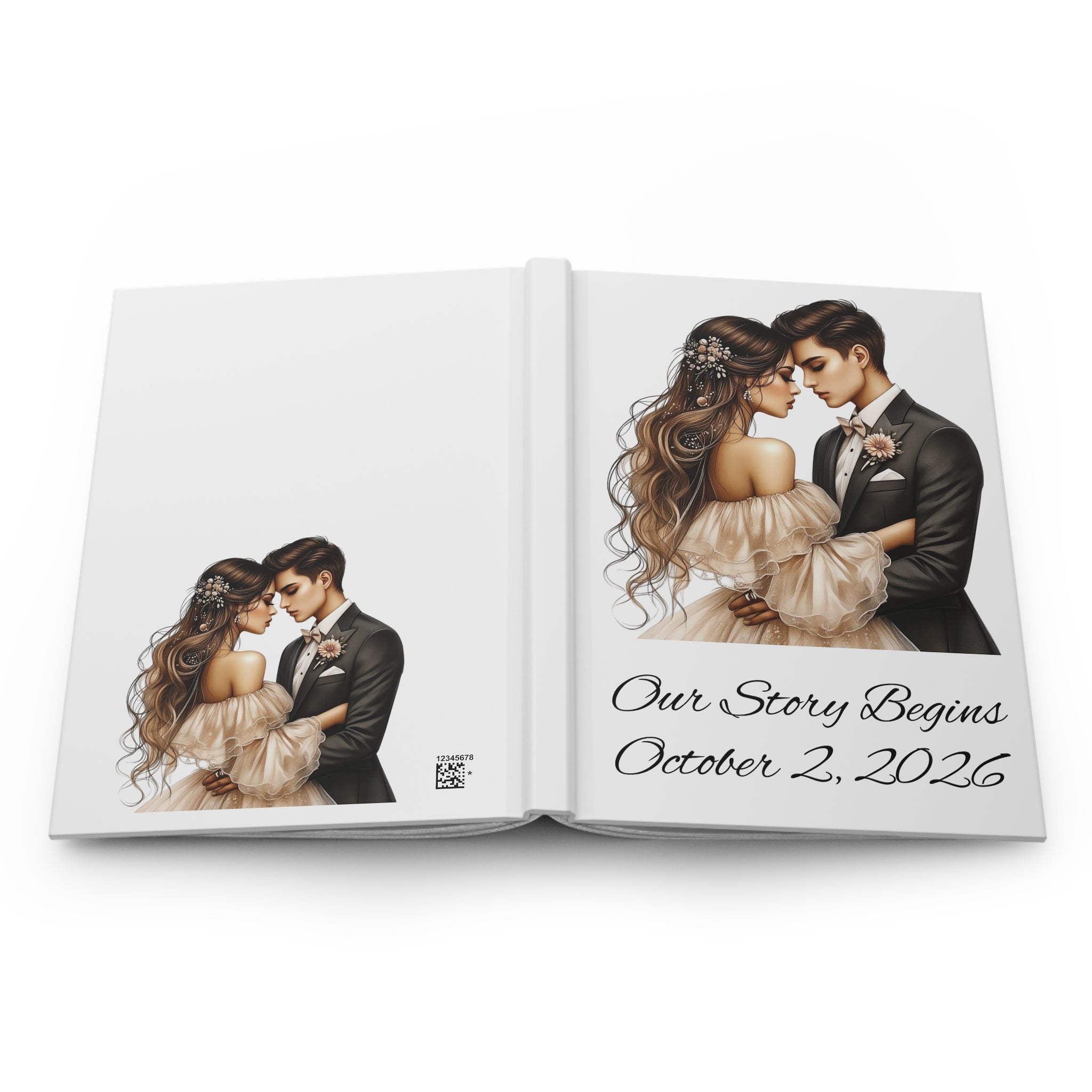 Wedding Keepsake Hardcover Journal — “Our Story Begins” Personalized Date