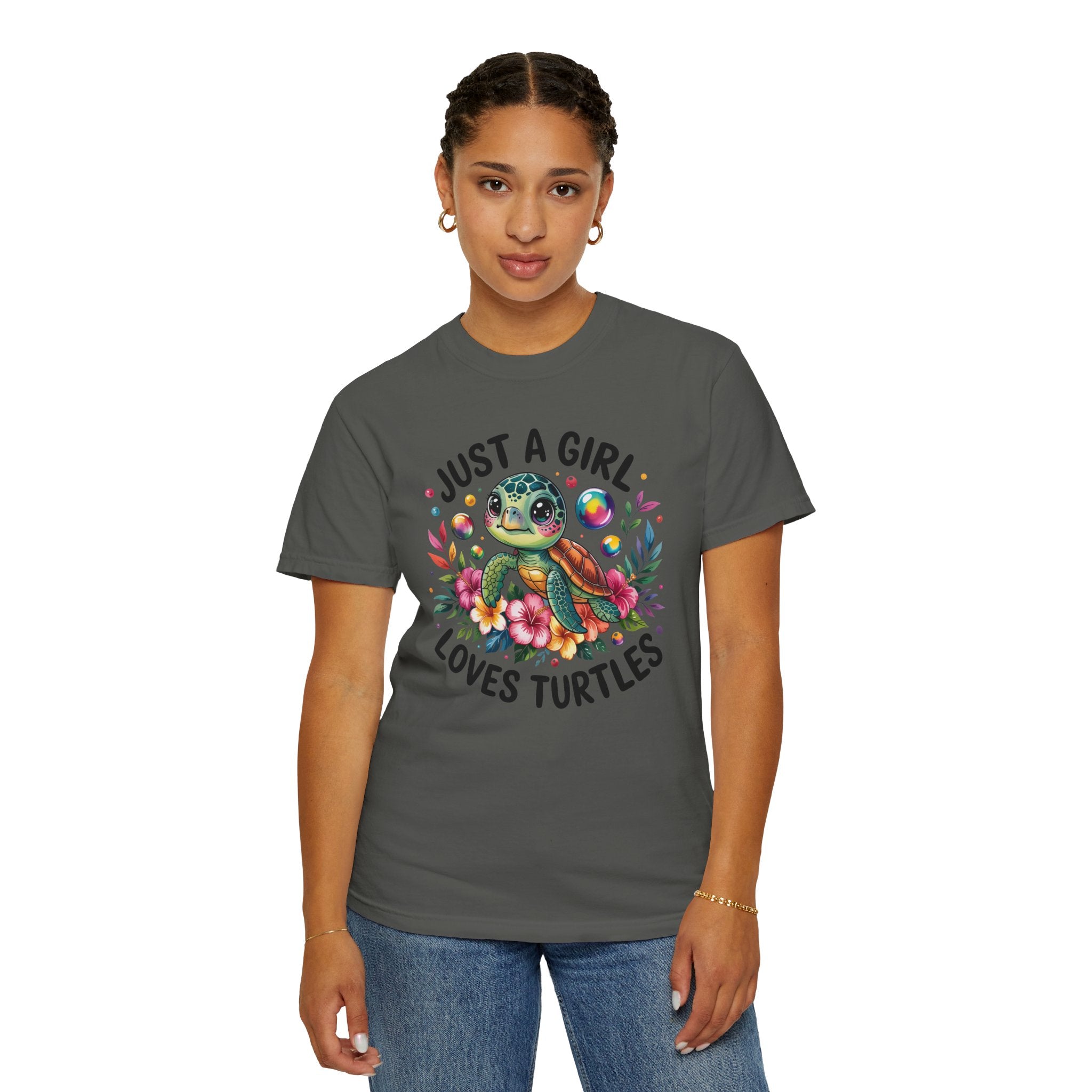 Just a Girl Loves Turtles Graphic T-Shirt — Cute Sea Turtle Tee