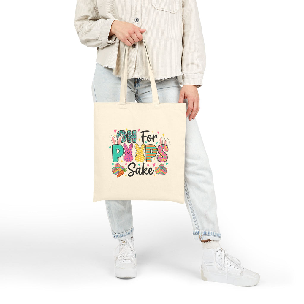 Easter Bunny Canvas Tote — "Oh For Peeps Sake" & Happy Easter Reusable Bag