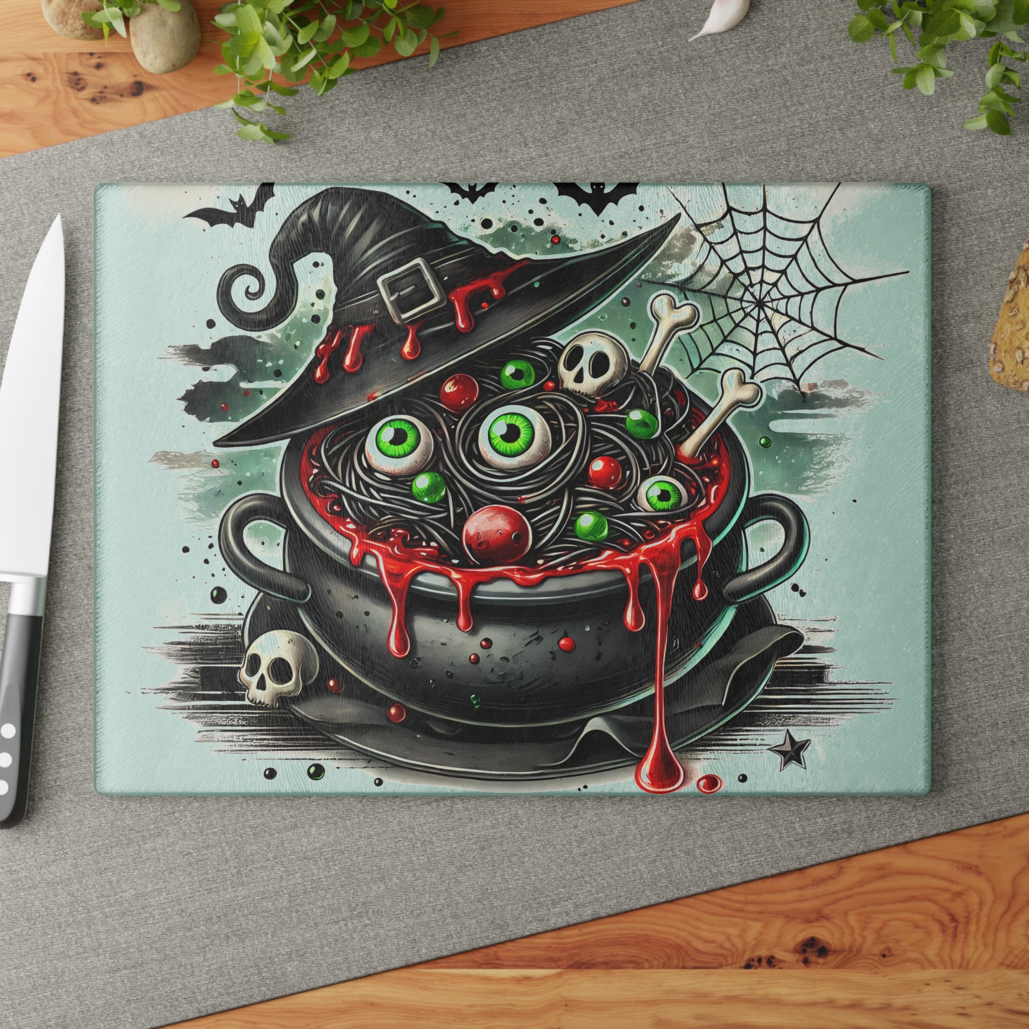 Witch's Cauldron Glass Cutting Board