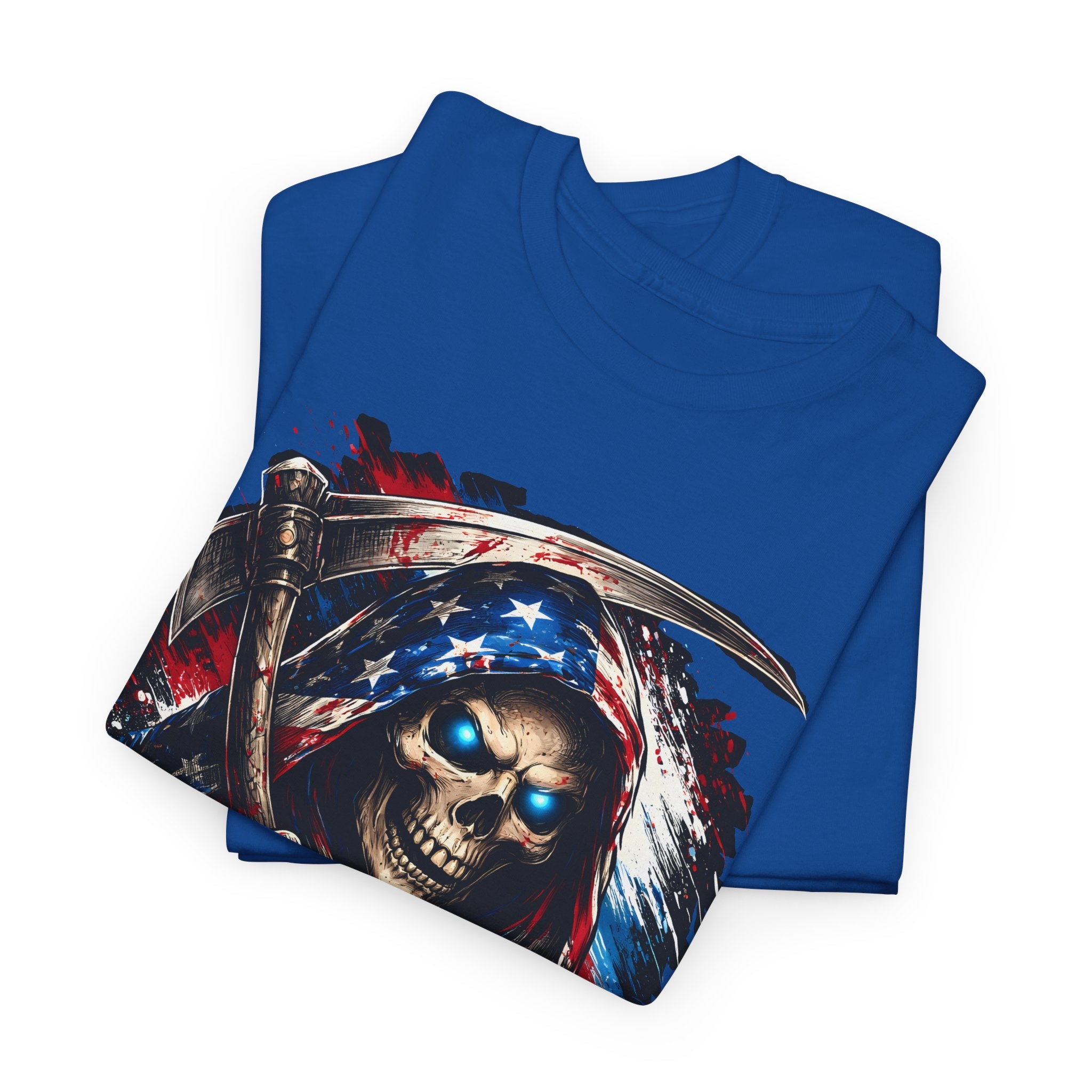 Skull Reaper T-Shirt — American Flag Grim Reaper Graphic Tee