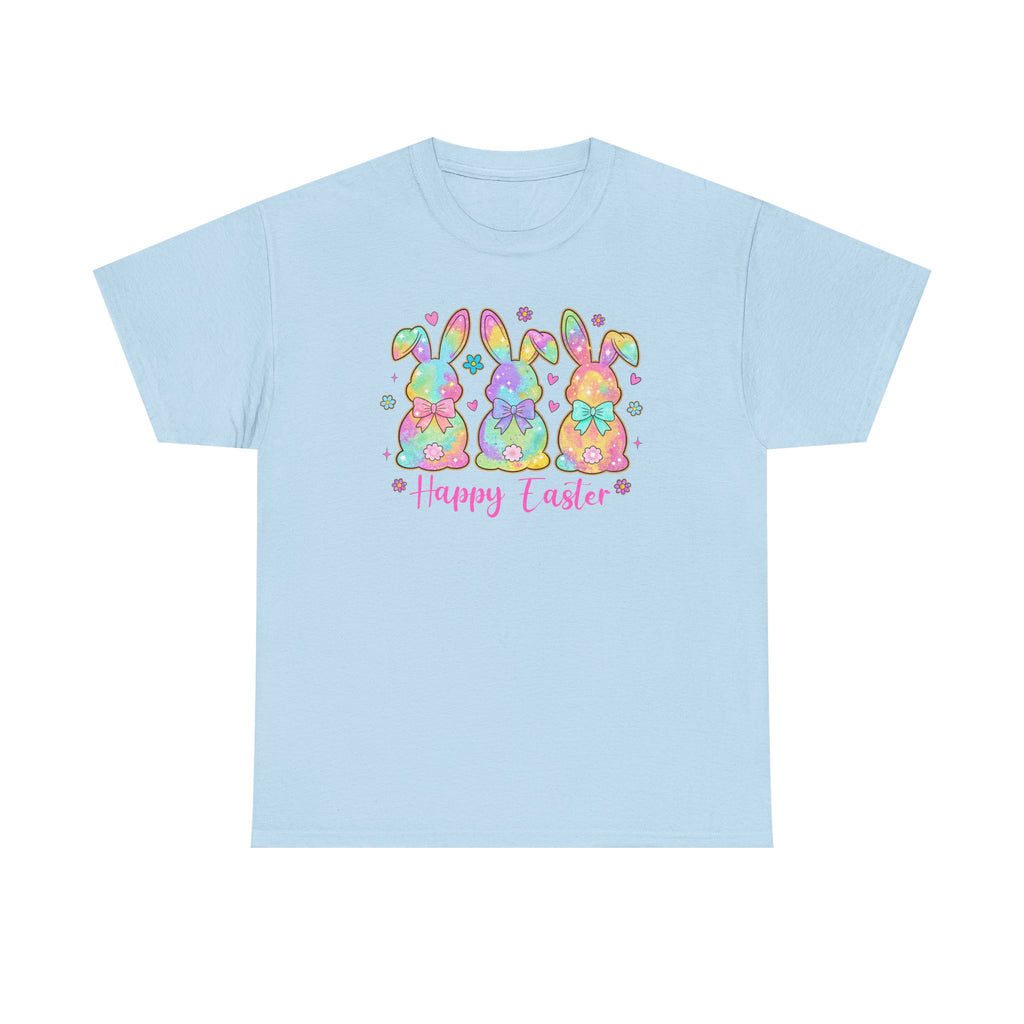 Easter Bunny Trio T-Shirt — Pastel "Happy Easter" Graphic Tee