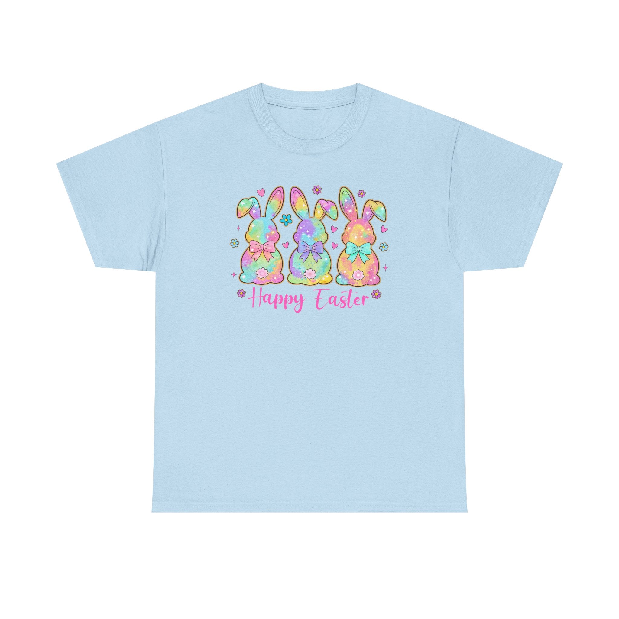 Easter Bunny Trio T-Shirt — Pastel "Happy Easter" Graphic Tee