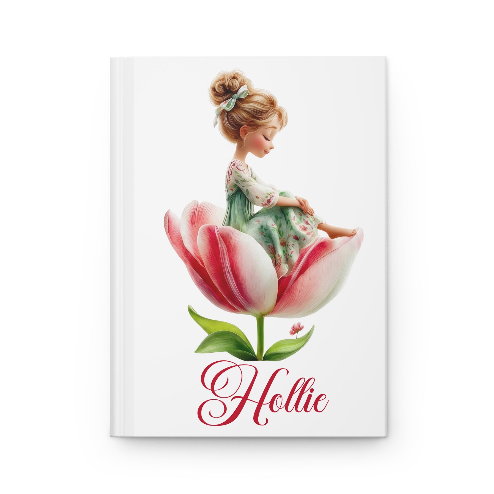 Personalized Floral Girl Hardcover Journal – Cute Tulip Illustration, Custom Name Option