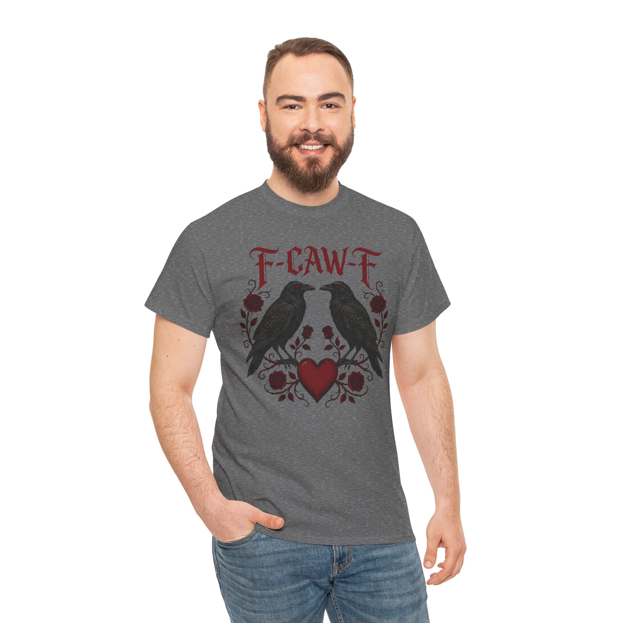 Raven Love Tee – F-CAW-F Gothic Crow Heart T-Shirt