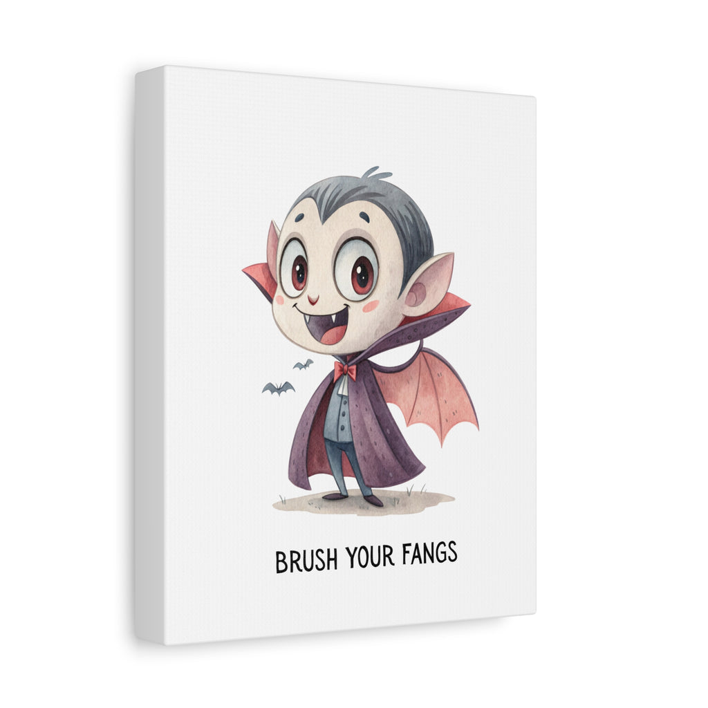 Vampire Boy Brush Your Fangs Canvas Wall Art
