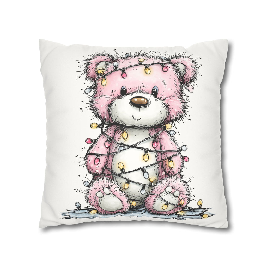 Christmas Bear Faux Suede Pillowcase
