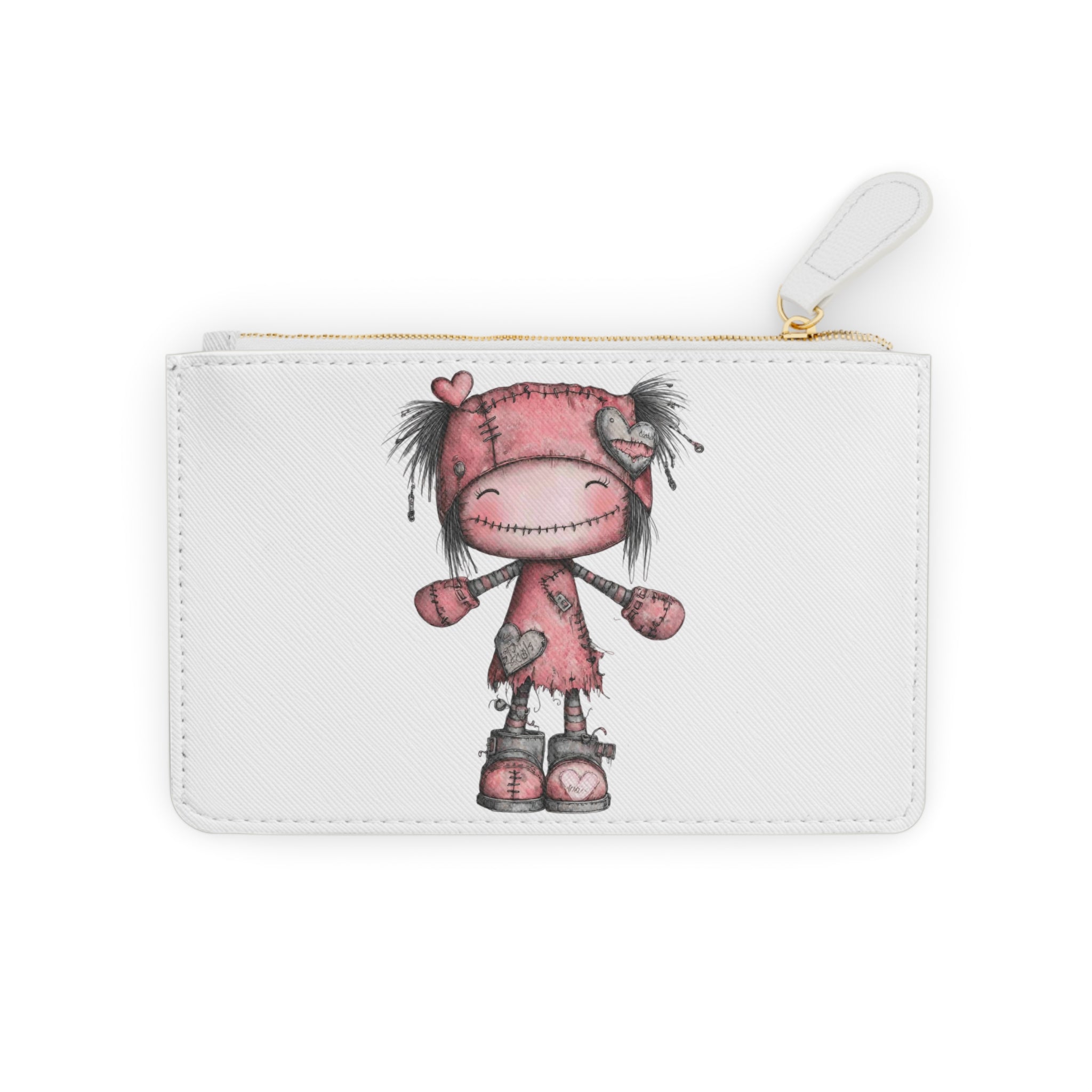 Mini Clutch Bag — Cute Pink Doll Illustration & “Let Everything You Do Be Done With Love” Quote