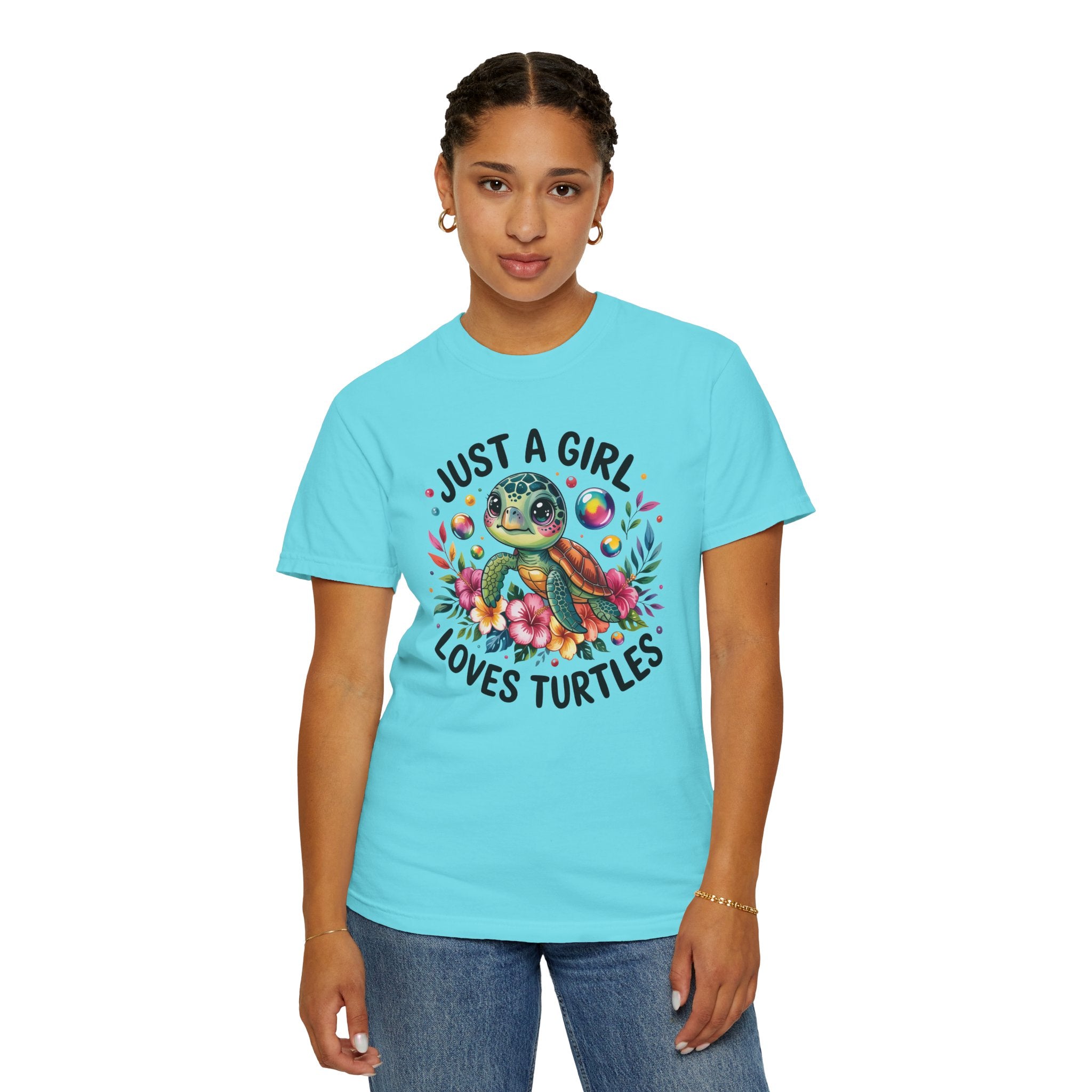 Just a Girl Loves Turtles Graphic T-Shirt — Cute Sea Turtle Tee