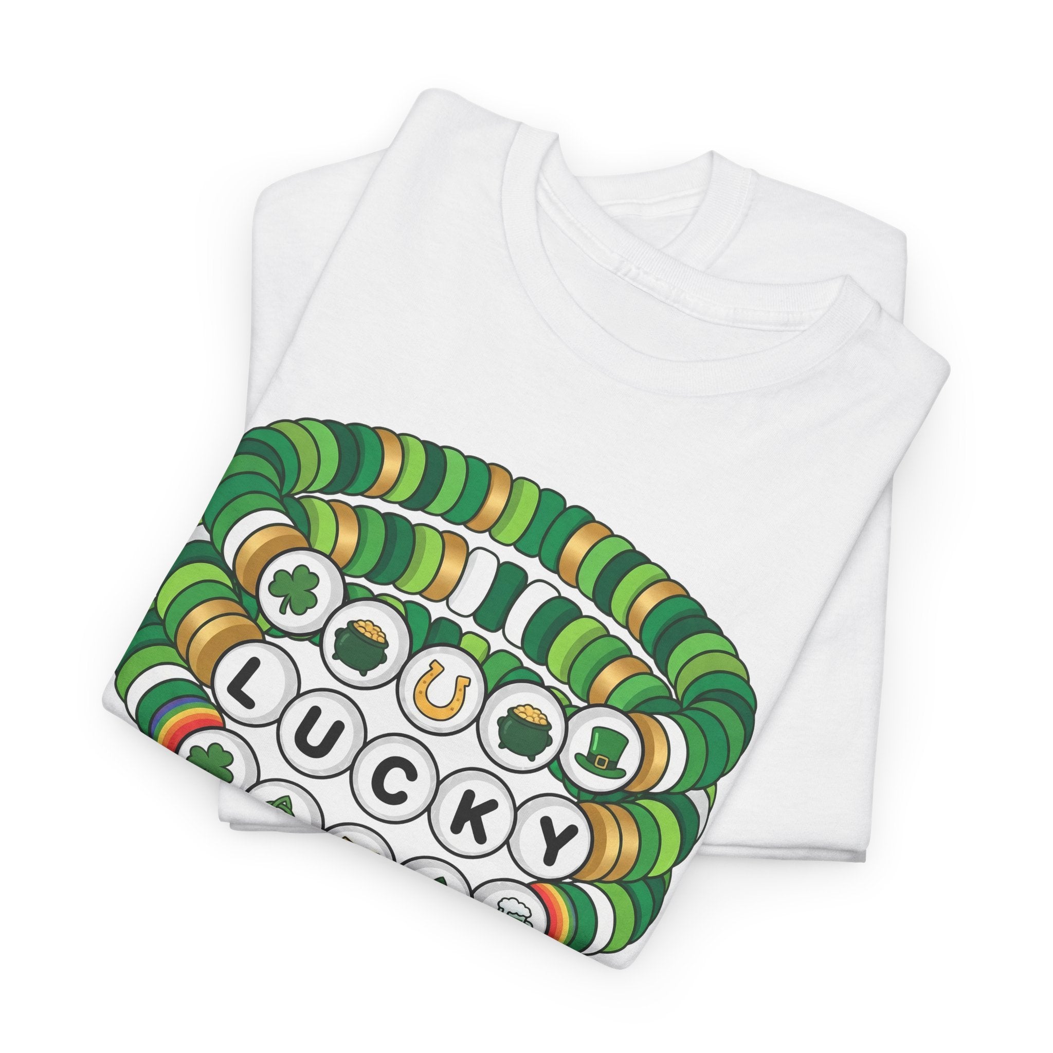 Lucky Bead Bracelet Graphic Tee — St. Patrick’s Day Green Charm Shirt