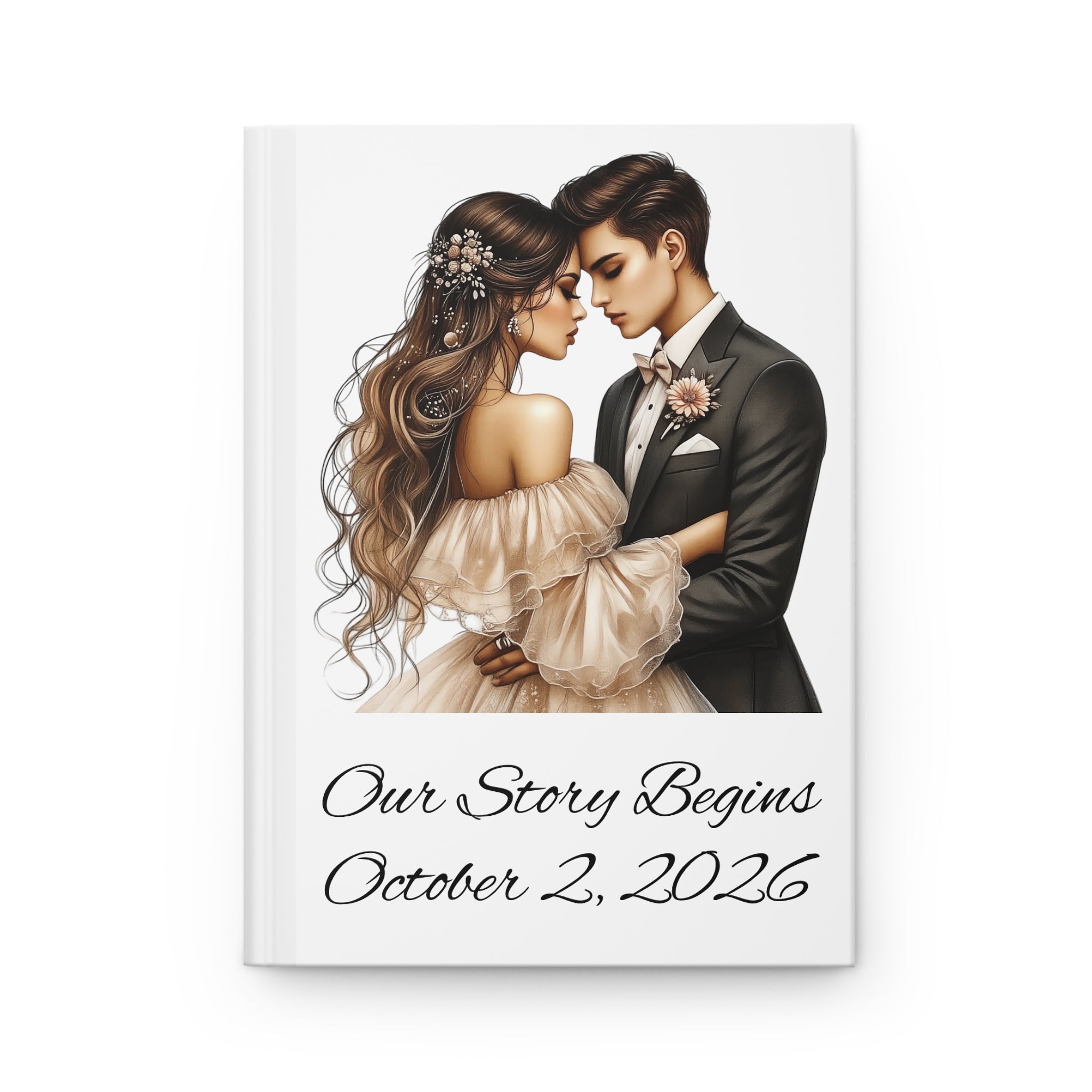 Wedding Keepsake Hardcover Journal — “Our Story Begins” Personalized Date