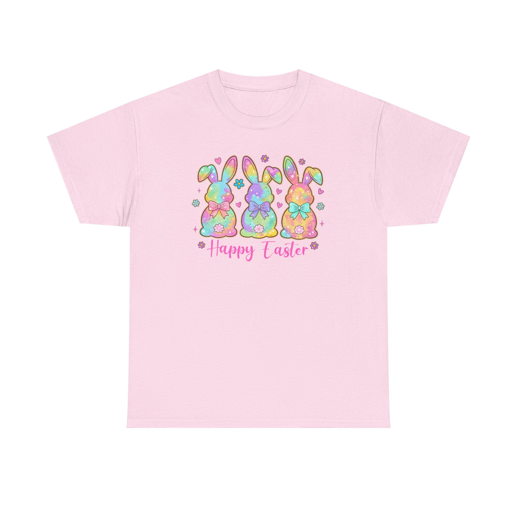 Easter Bunny Trio T-Shirt — Pastel "Happy Easter" Graphic Tee