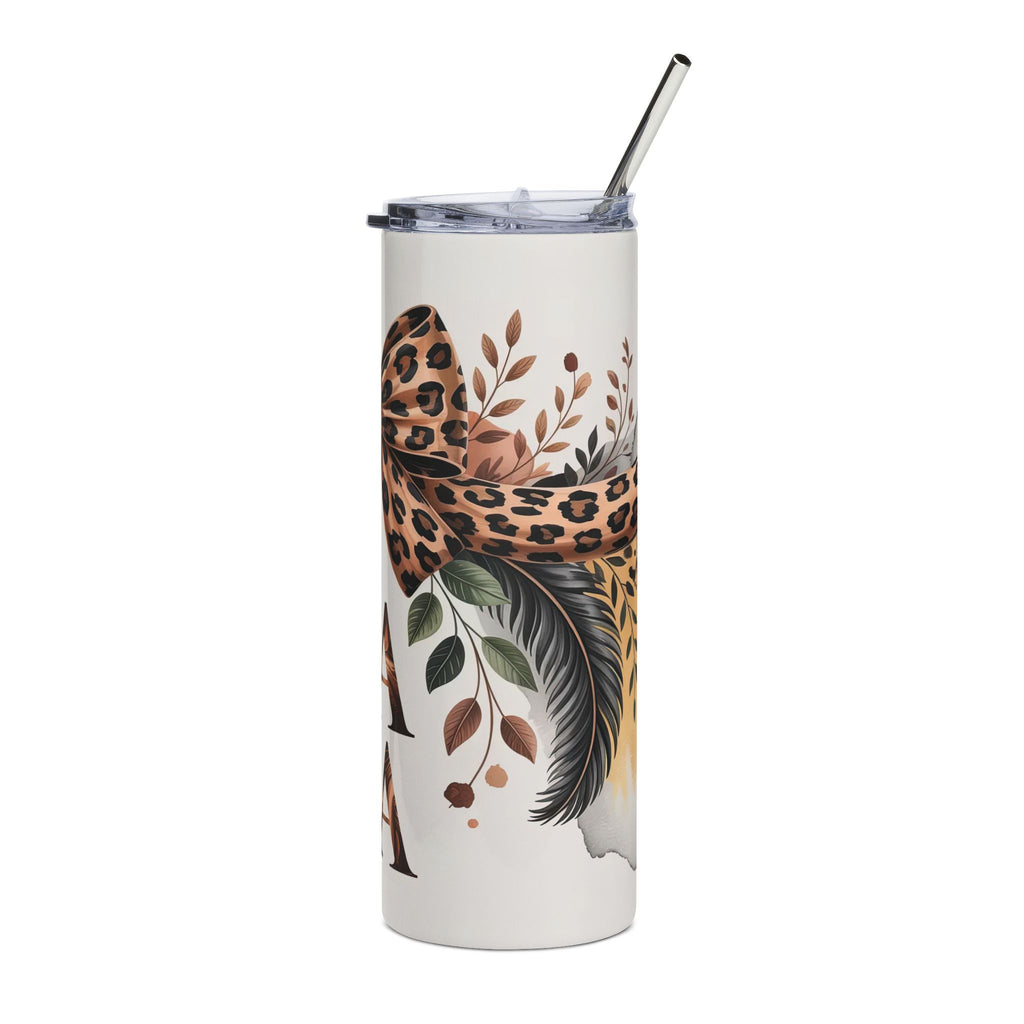 Leopard Bow 20oz Stainless Tumbler — Personalized 'Yaya' Travel Cup