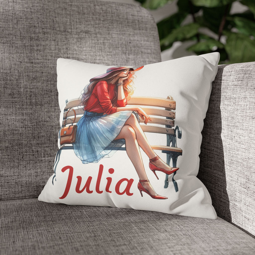 Personalized Fashionista Pillowcase — Faux Suede Decorative Throw Pillow with Name
