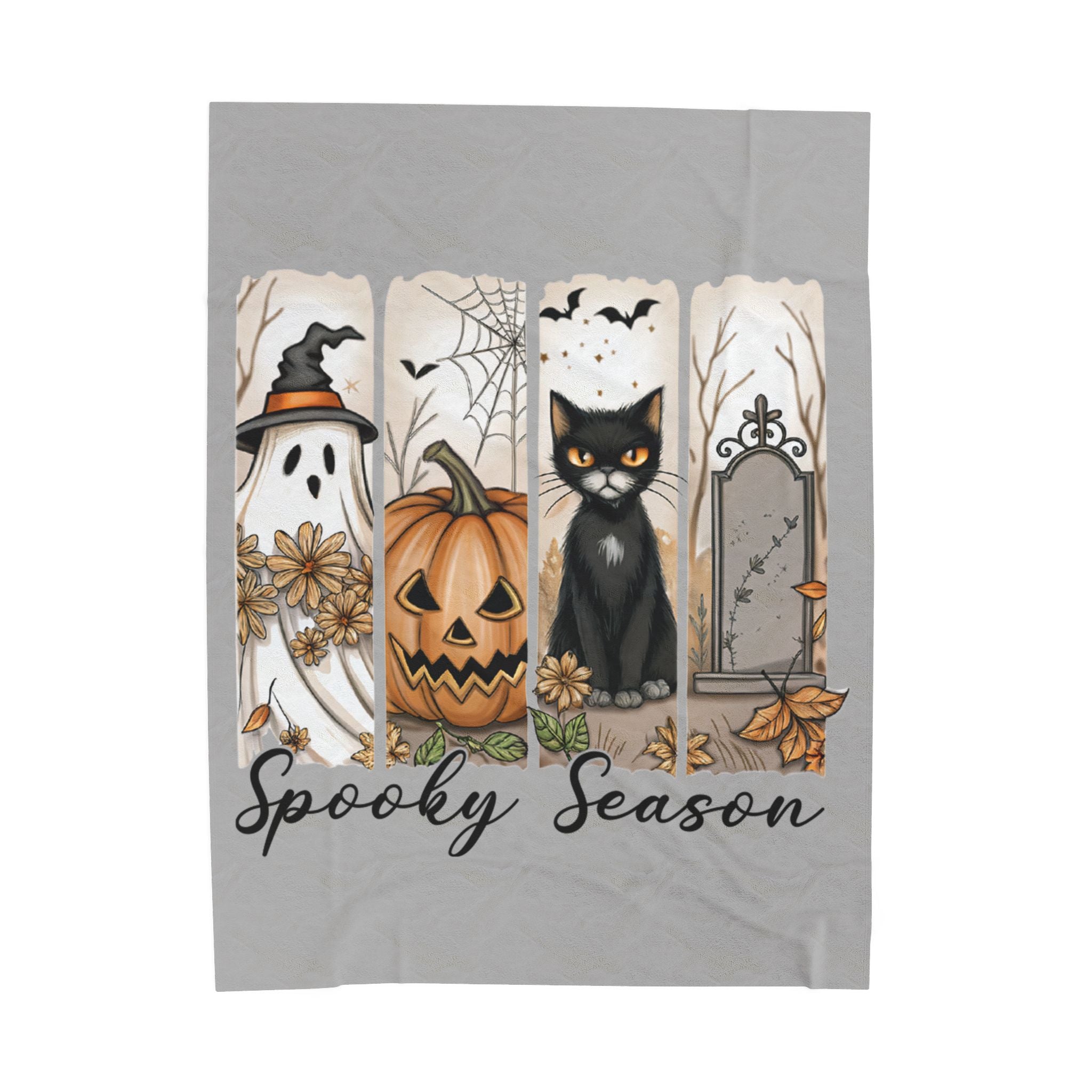 Halloween Spooky Season Blanket, Cozy Plush Throw, Spooky Season Decor, Soft Fabric Blanket for Fall, Living Room