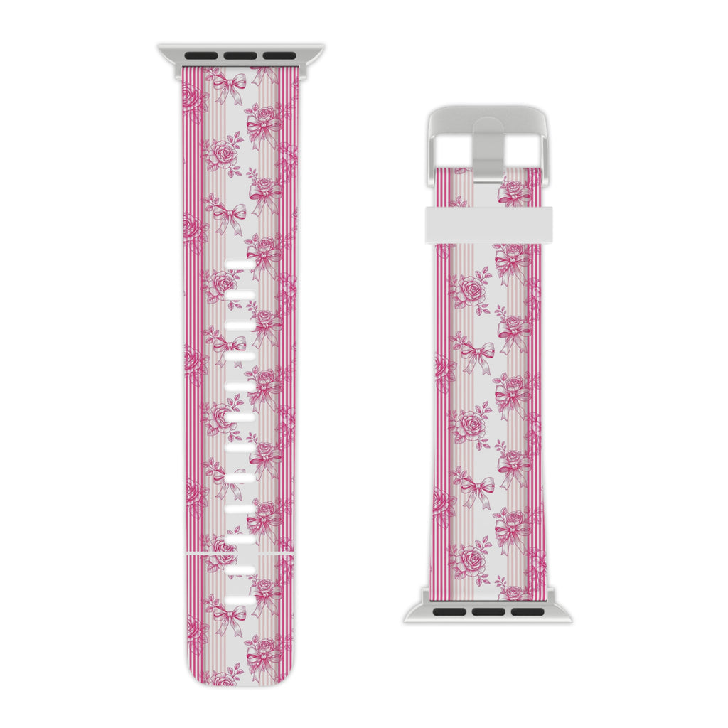 Pink Floral Stripe Bows Apple Watch Band