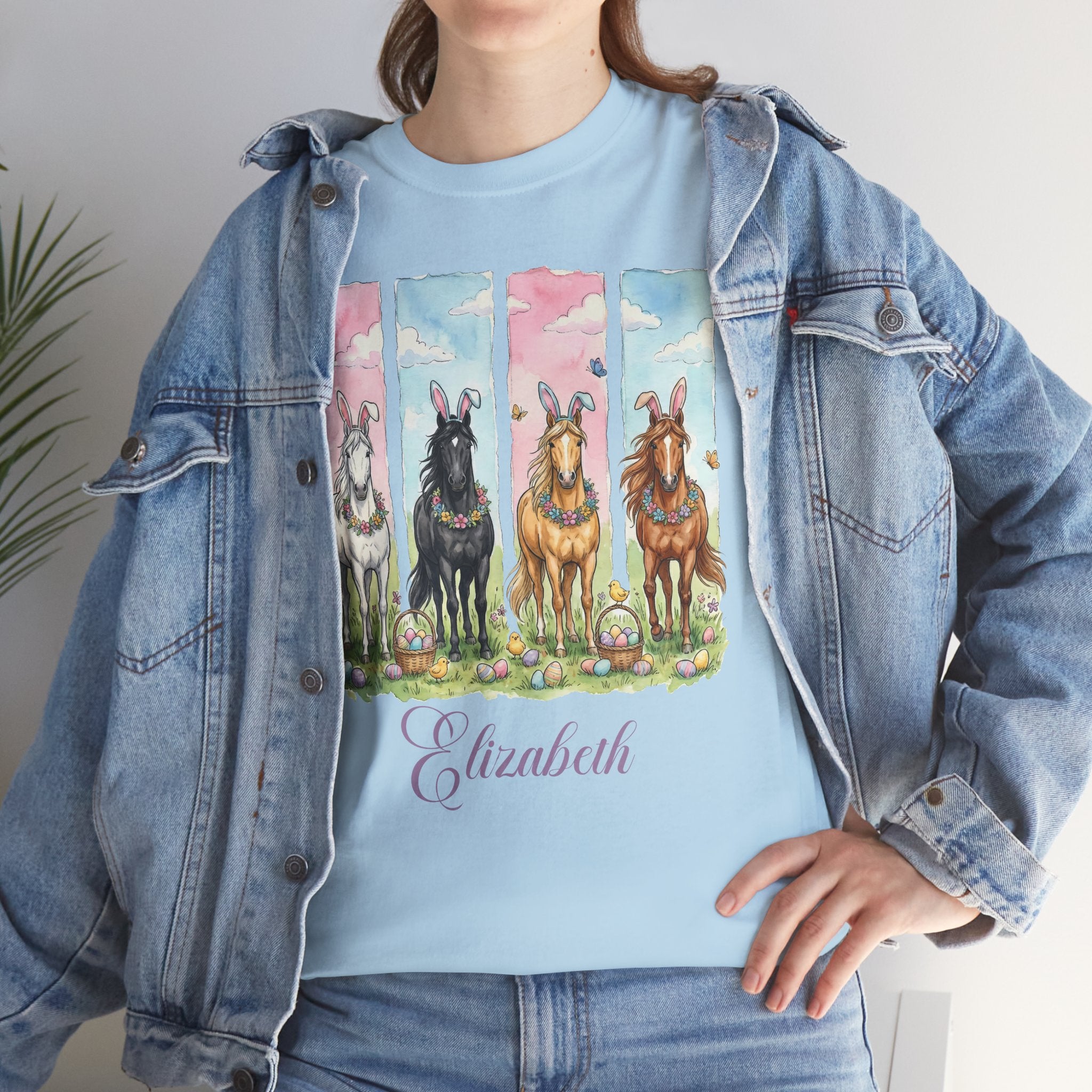 Easter Horse Watercolor Portrait Tee — Personalized Design