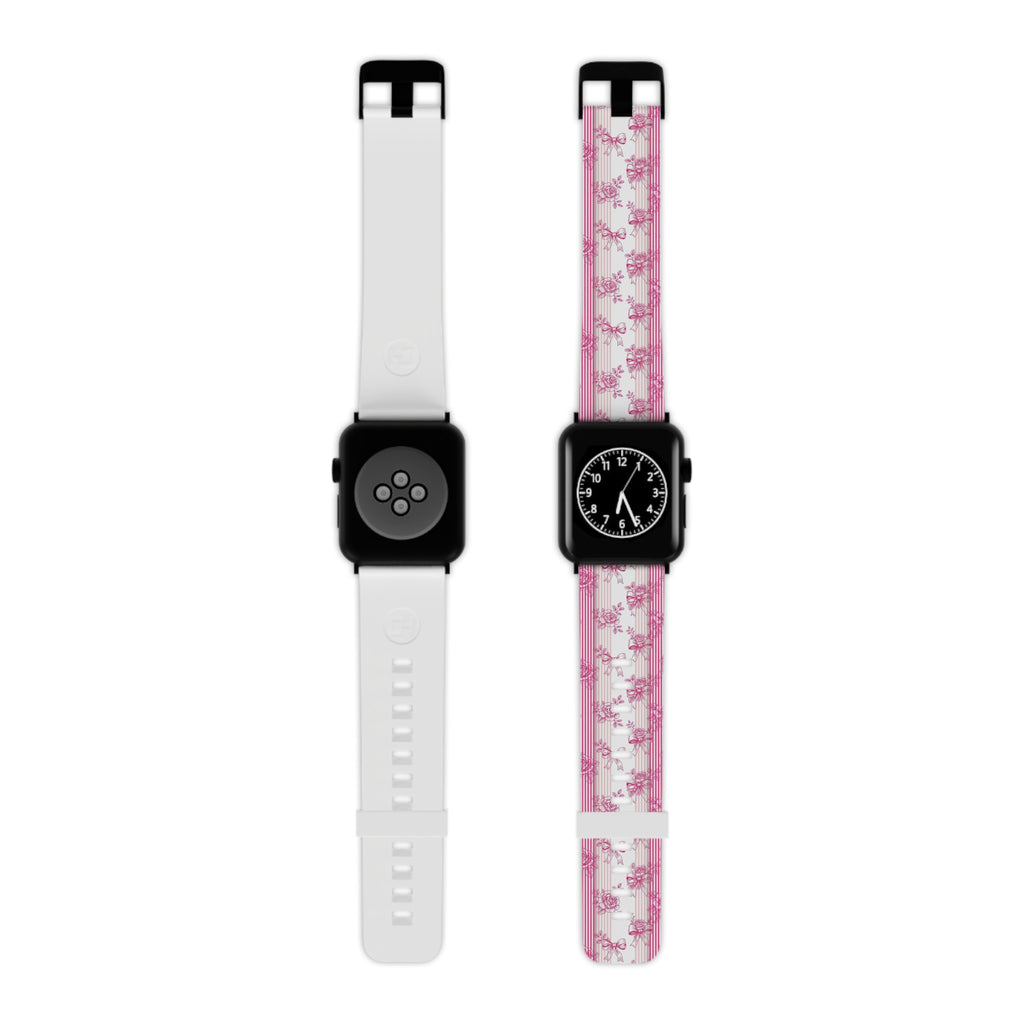 Pink Floral Stripe Bows Apple Watch Band