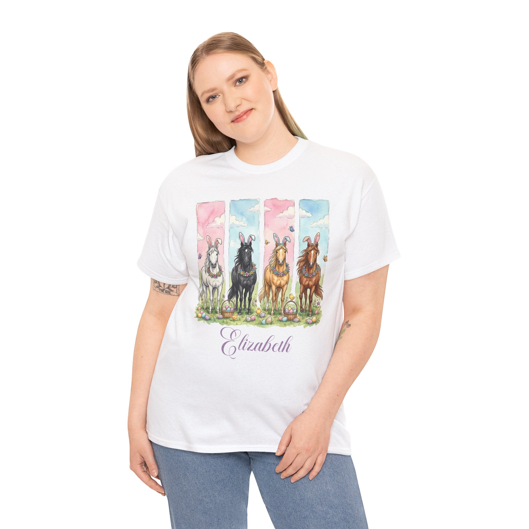 Easter Horse Watercolor Portrait Tee — Personalized Design