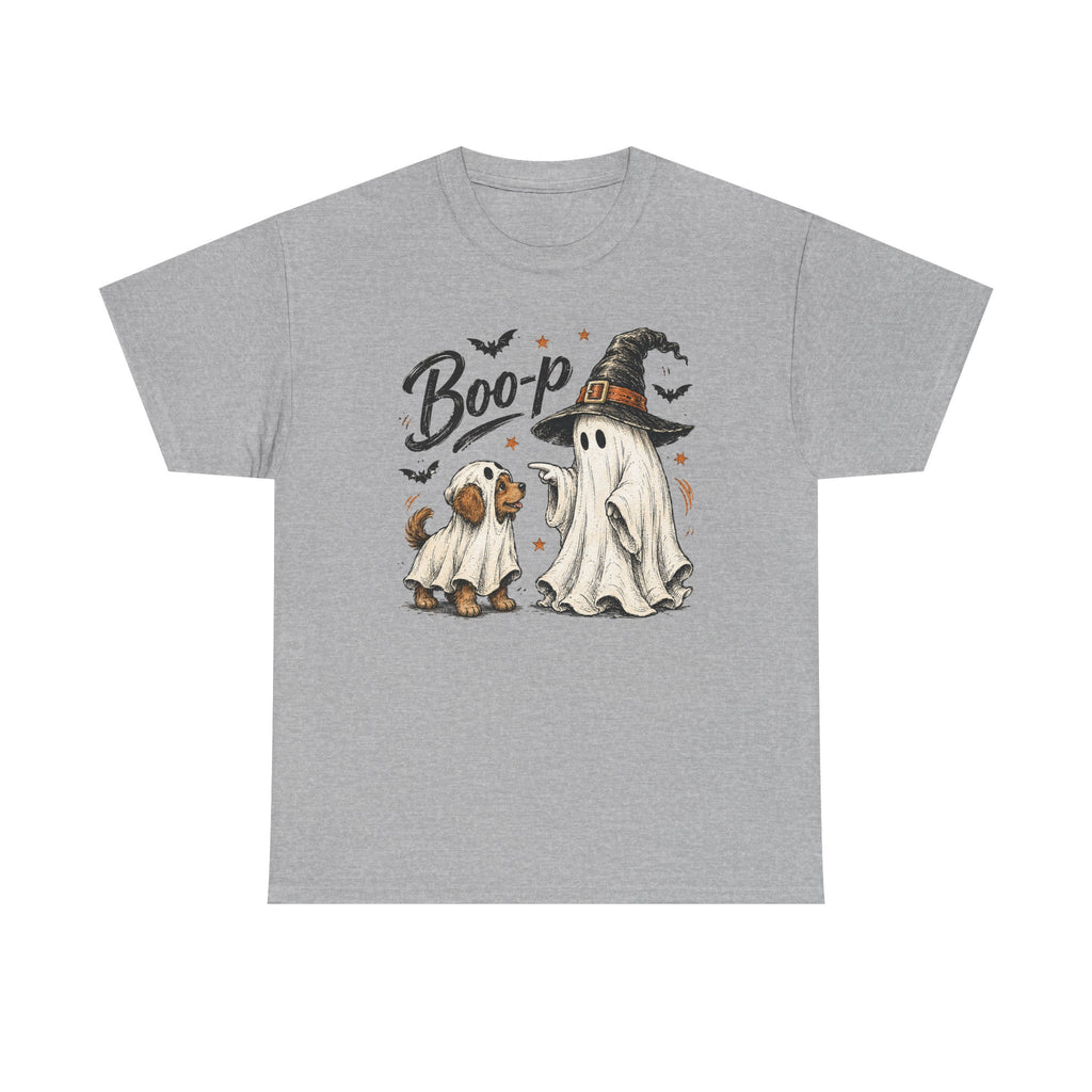 Halloween Ghost Dog T-Shirt — “Boo-p” Cute Ghost Costume Tee