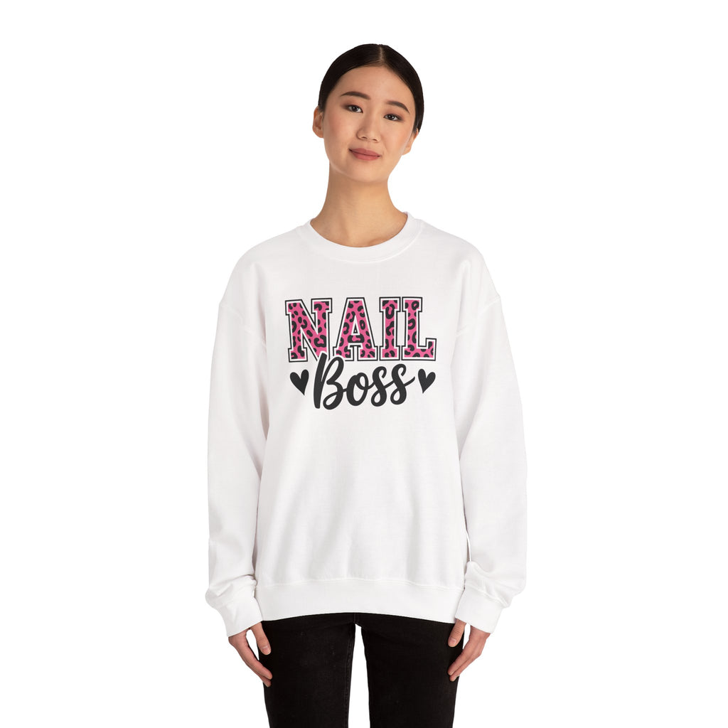 Nail Boss Crewneck Sweatshirt — Leopard Print Nail Tech