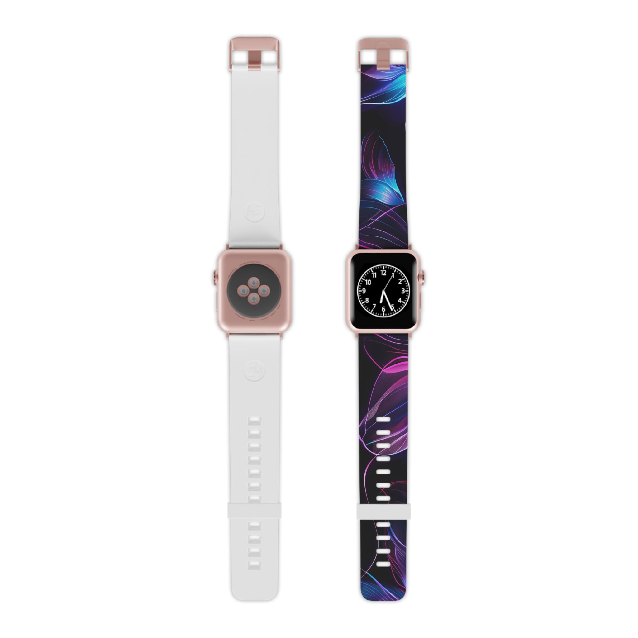 Galaxy Petal Apple Watch Band — Purple Blue Floral Silicone Strap