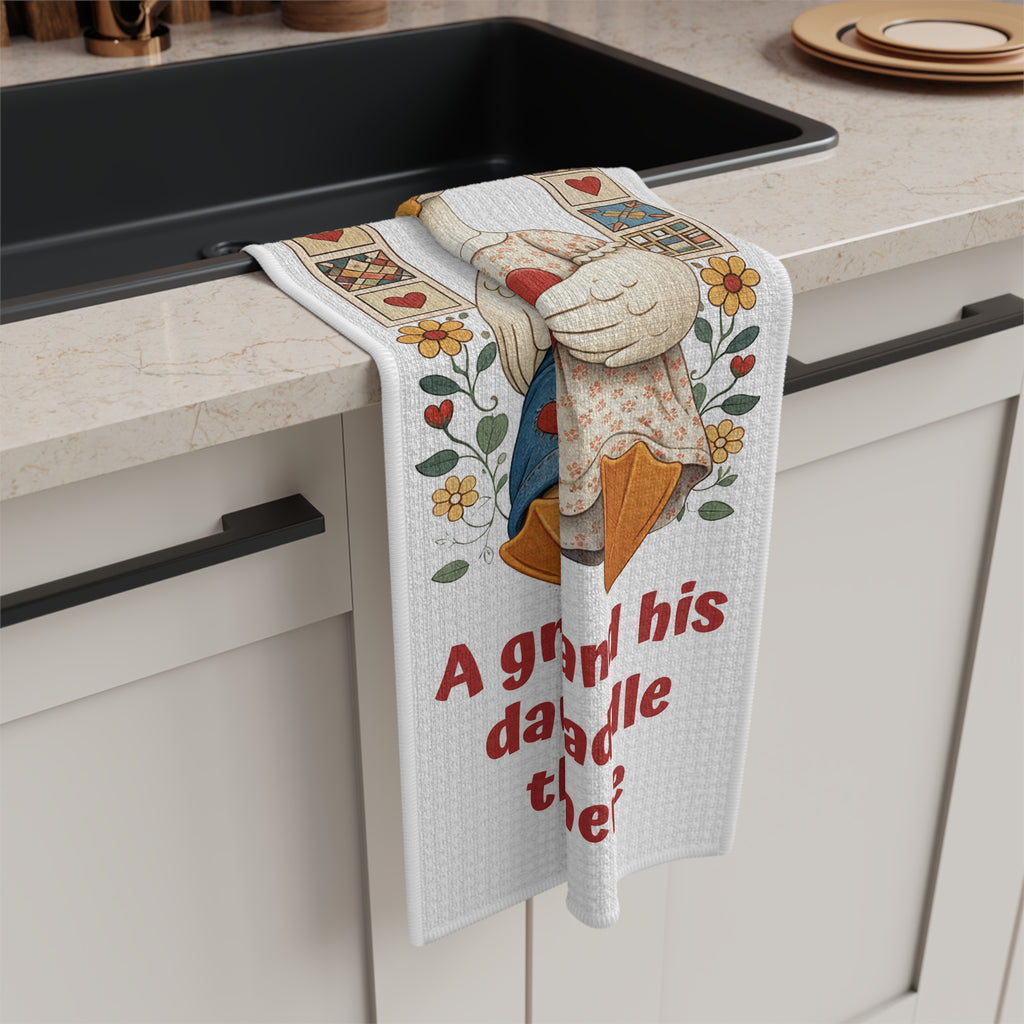 Cute Farmhouse Duck Couple Personalized Tea Towel