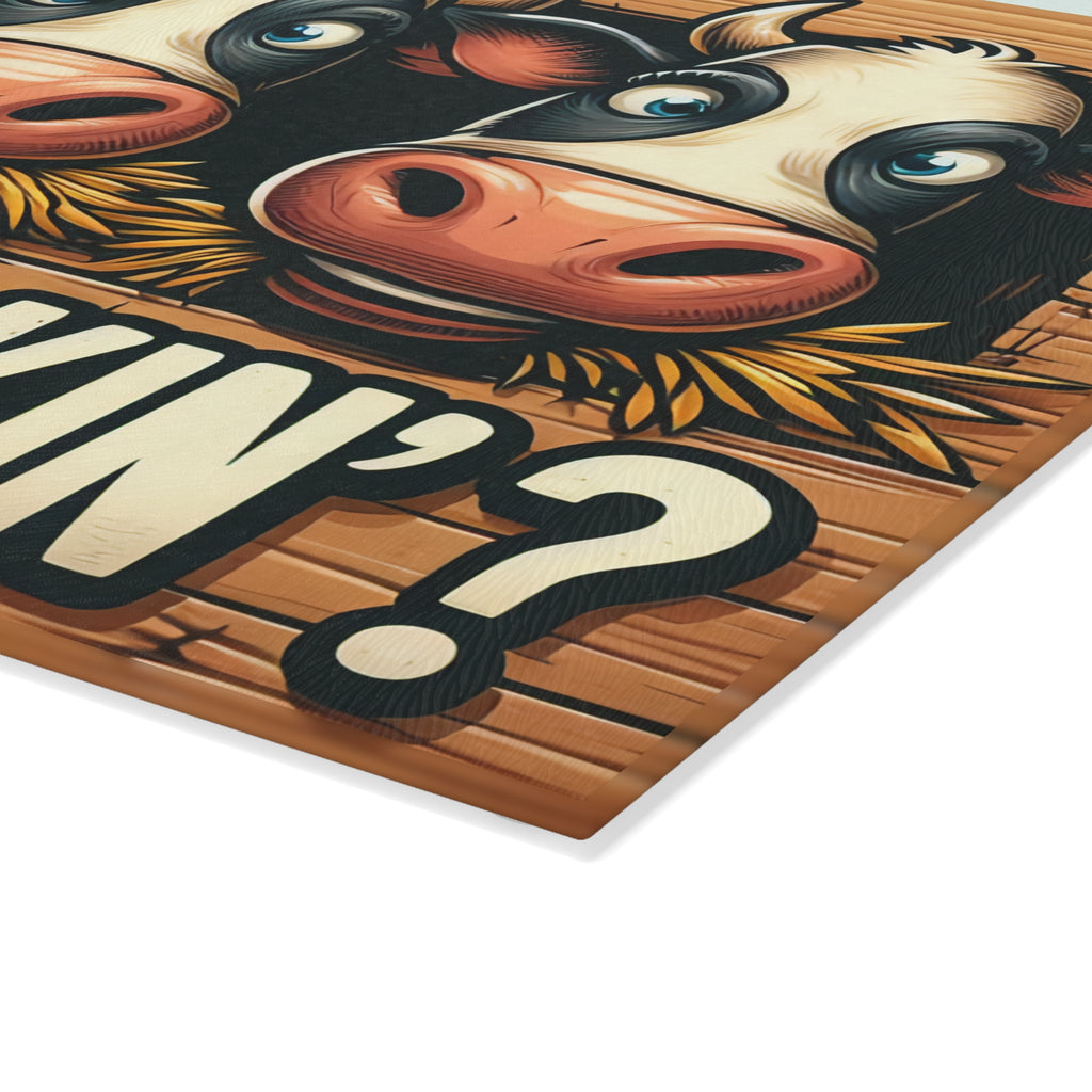 Whimsical Cow Glass Cutting Board