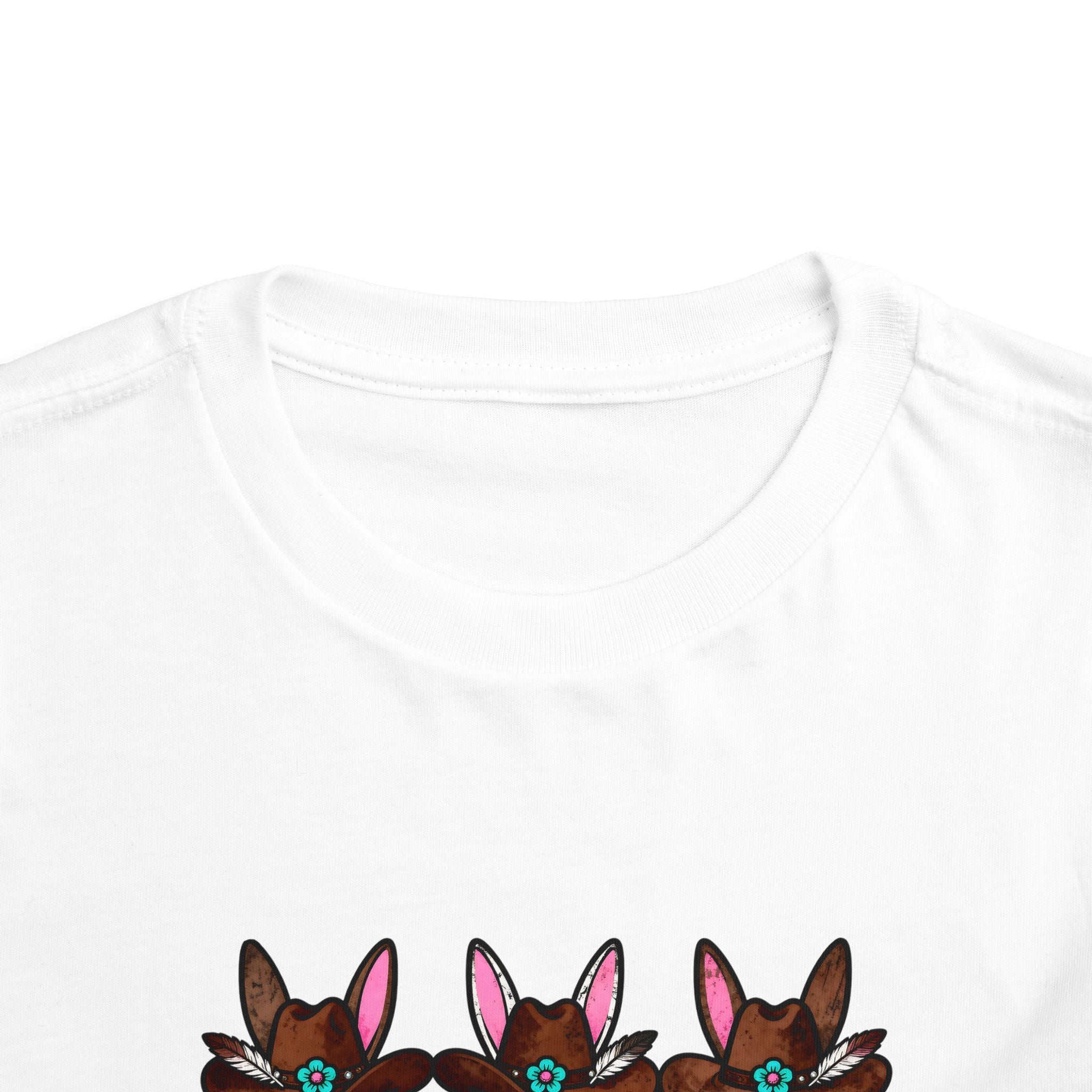 Personalized Toddler Tee — Floral Bow Bunny Trio with Name