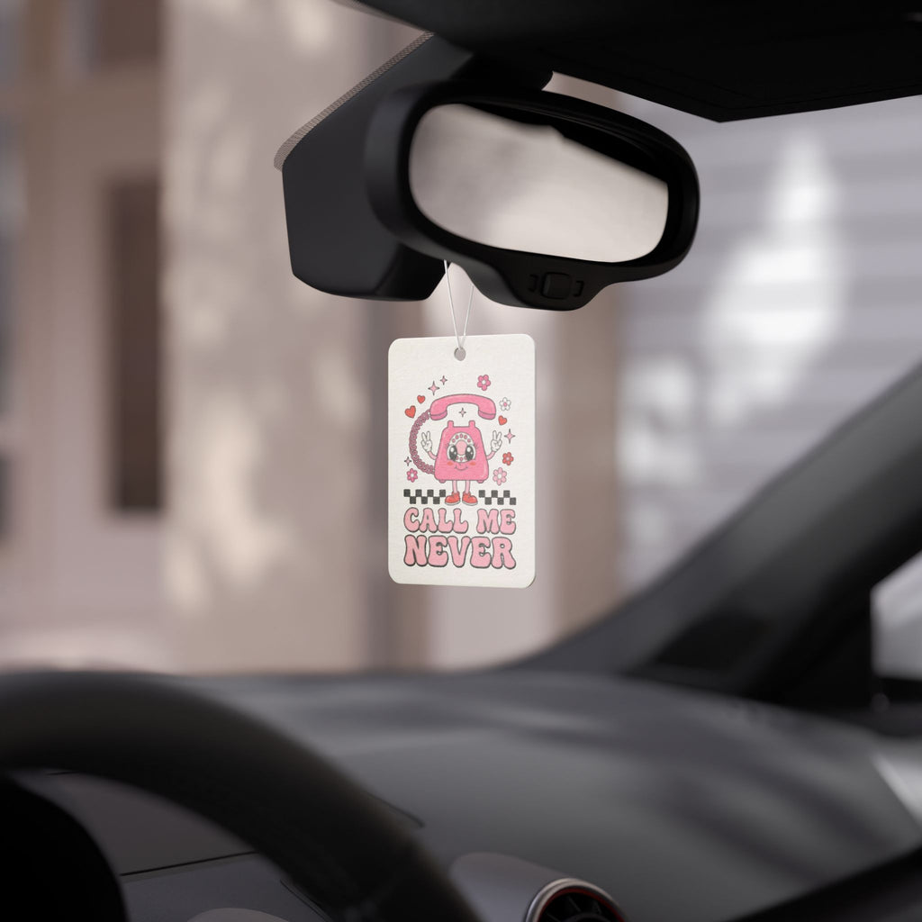 Call Me Never Car Air Freshener — Cute Retro Pink Phone Design