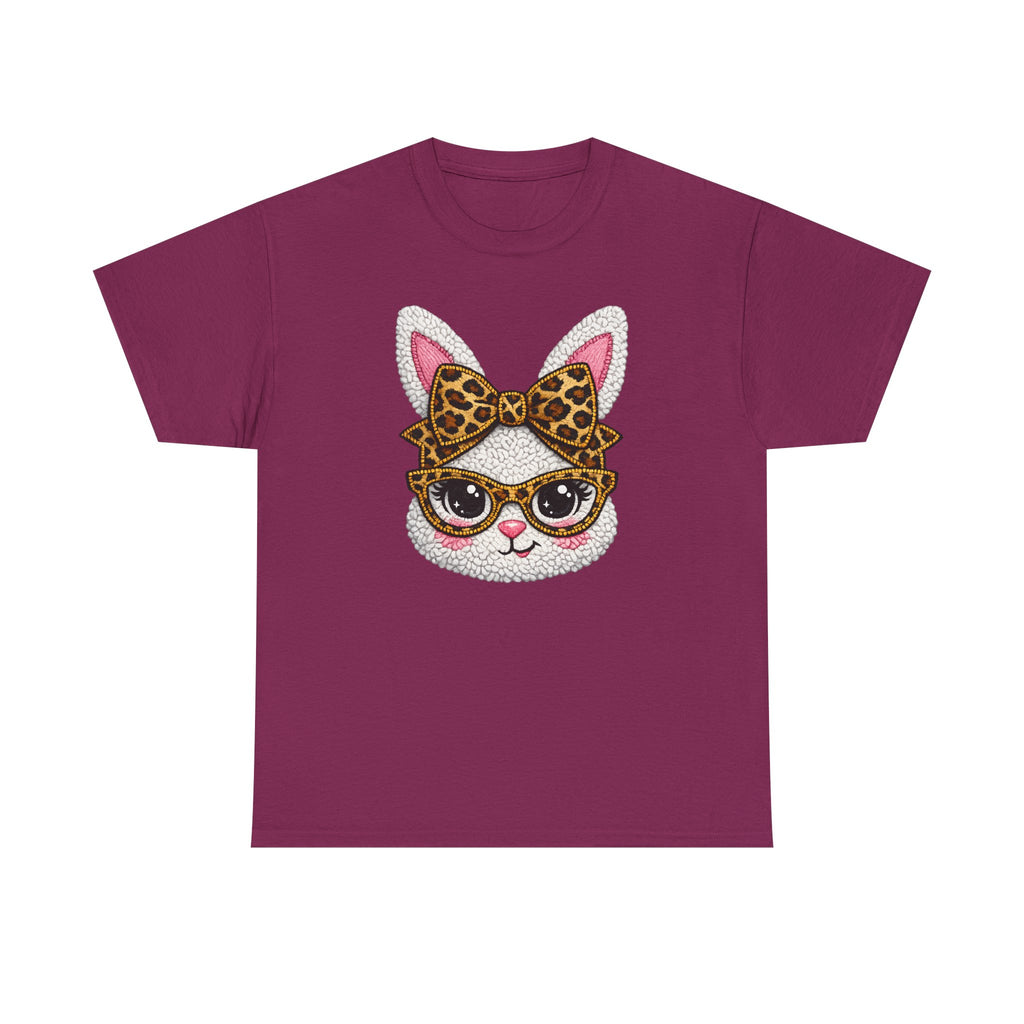 Sassy Easter Bunny Leopard Bow & Glasses T-Shirt