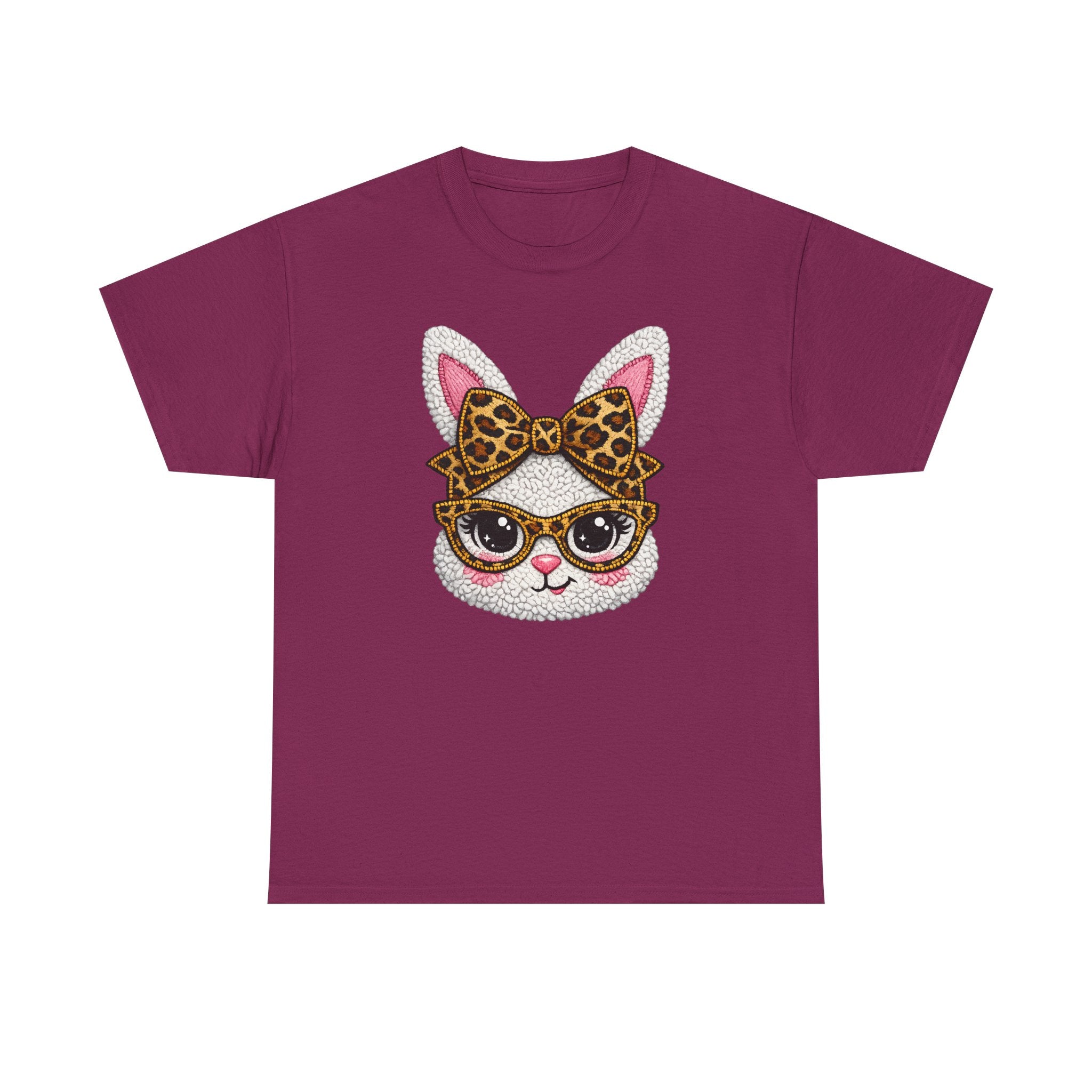 Sassy Easter Bunny Leopard Bow & Glasses T-Shirt